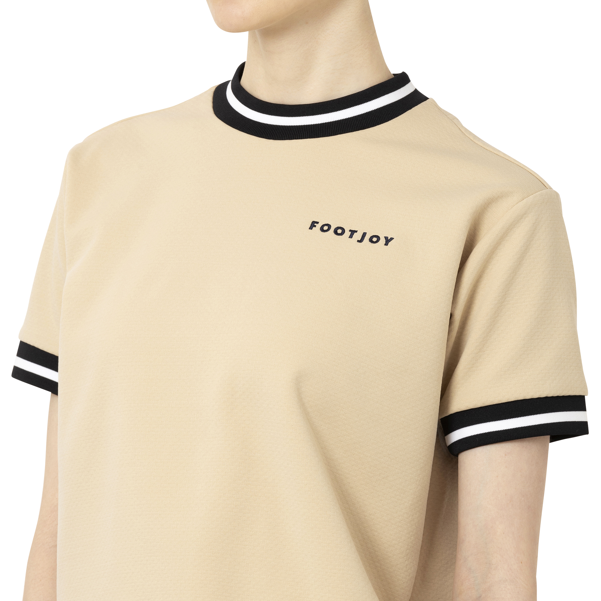 ラインリブ半袖クルーネックスウェット