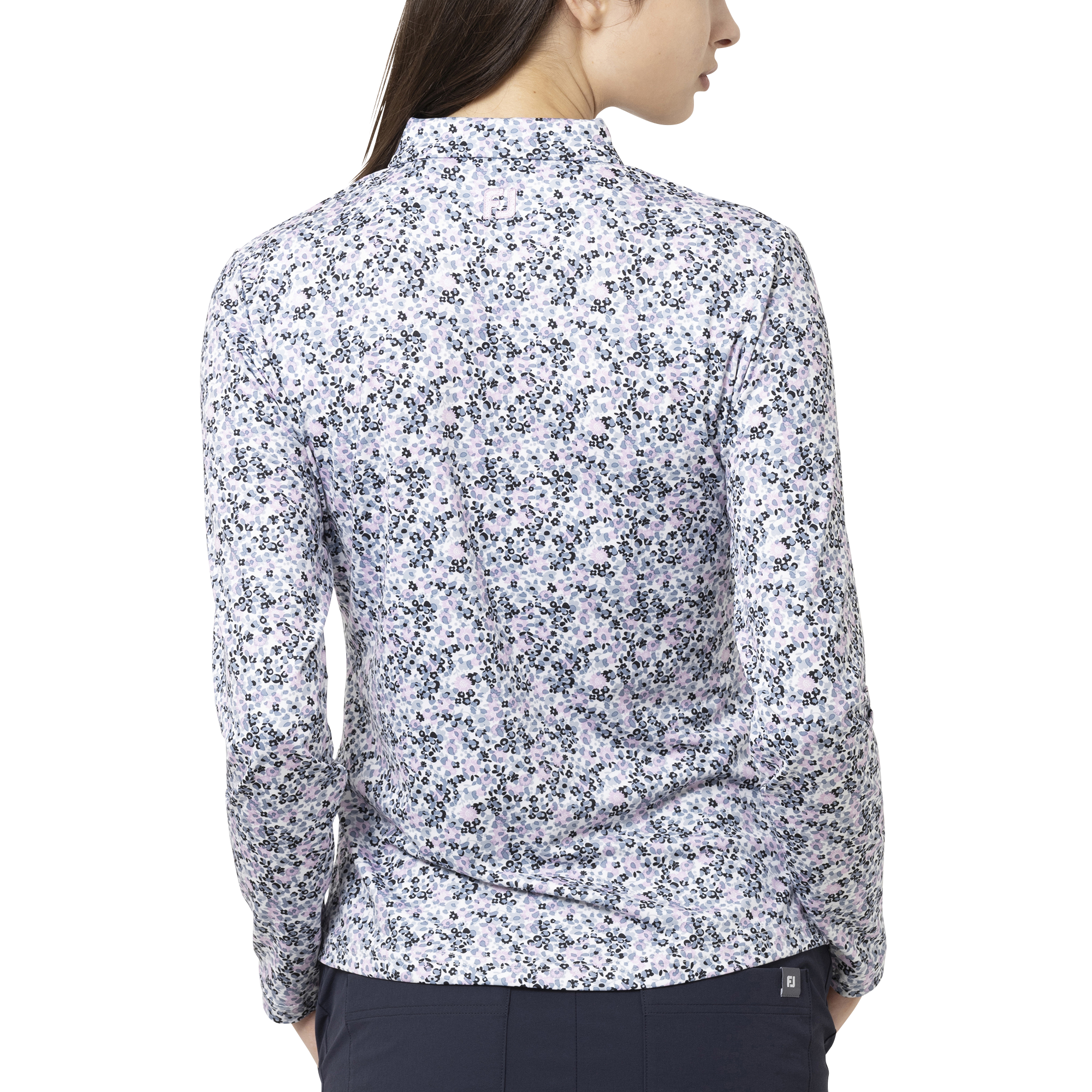 水彩フラワープリント長袖シャツ