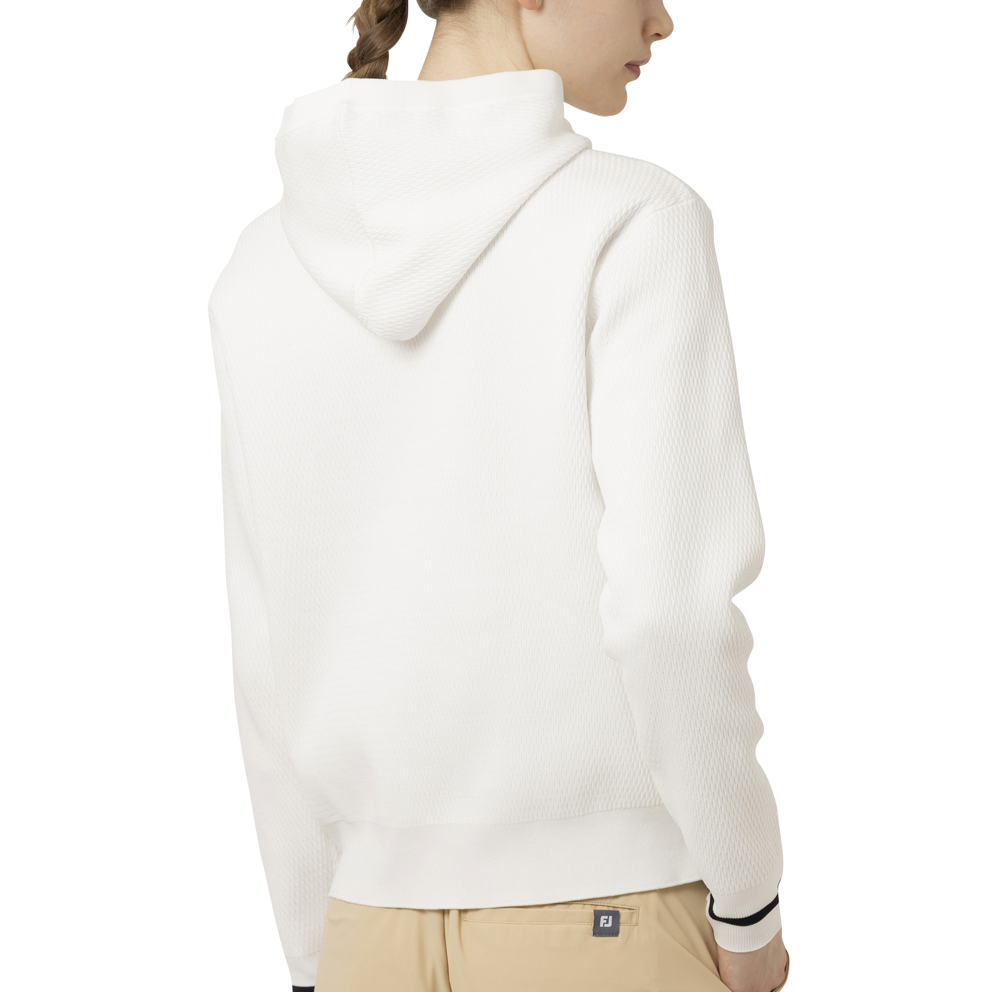 ハニカム柄長袖プルオーバーセーターフーディー