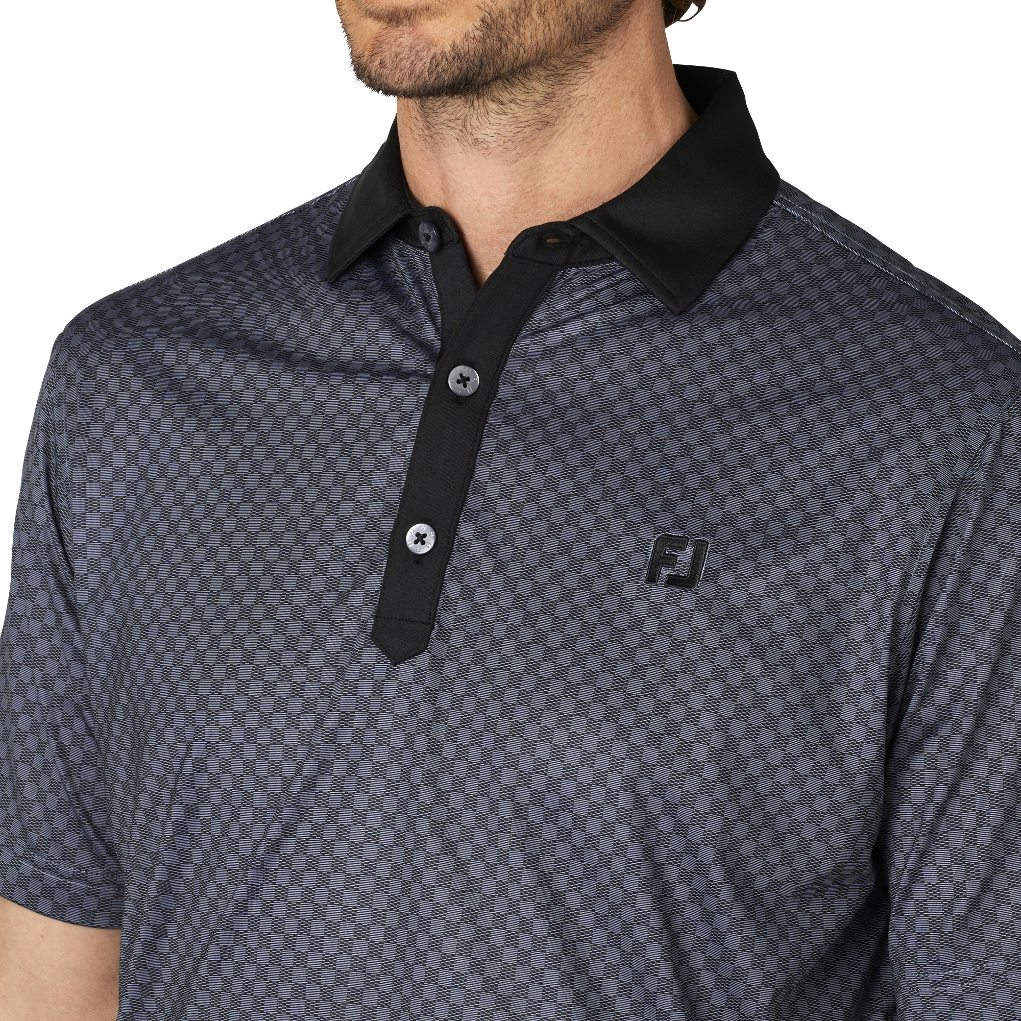 格子ジャカード半袖シャツ