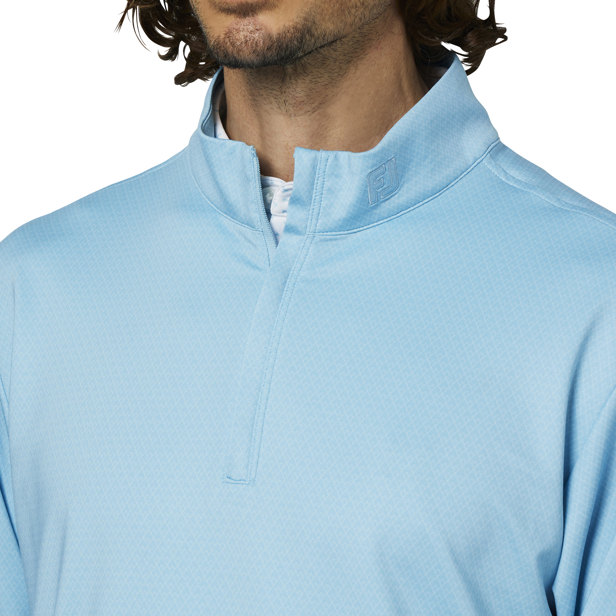 トーナルダイヤモンドプリントクォータージッププルオーバー