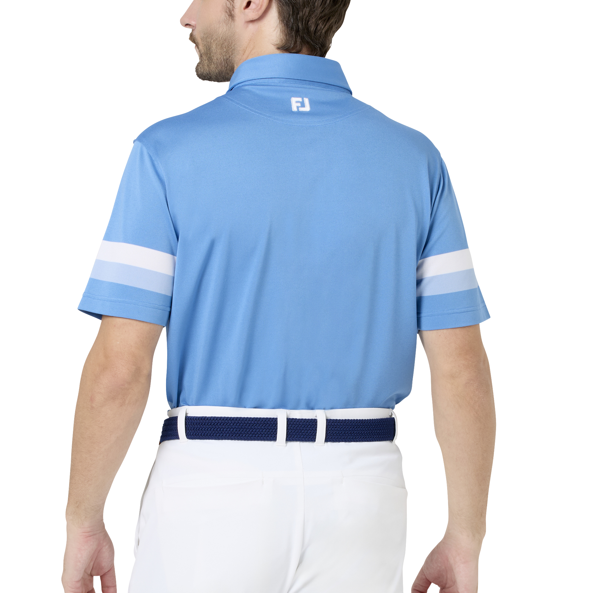 スリーブストライプ ストレッチ鹿の子半袖シャツ