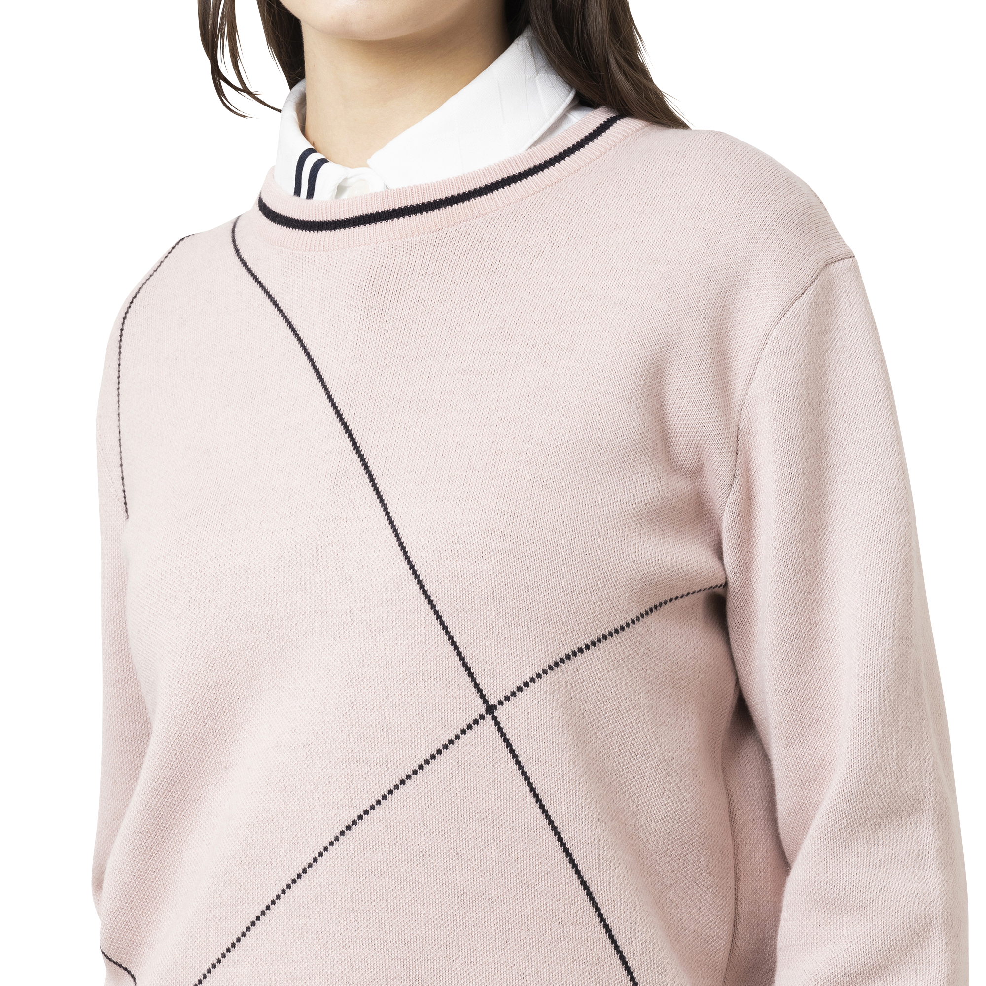 クロップドアーガイル長袖クルーネックセーター