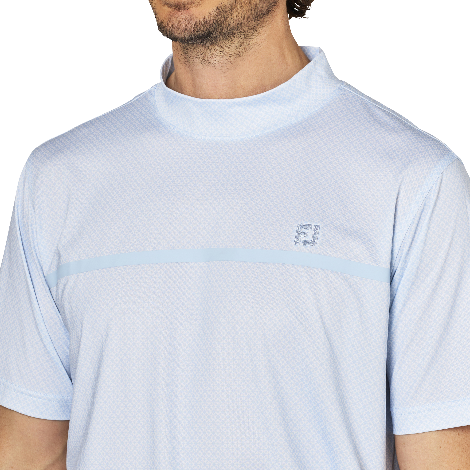 ループプリント半袖モックネックシャツ