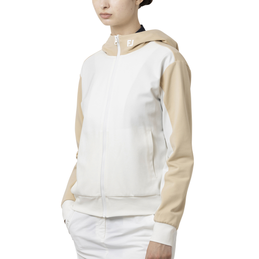 カラーブロック長袖フルジップフーディー