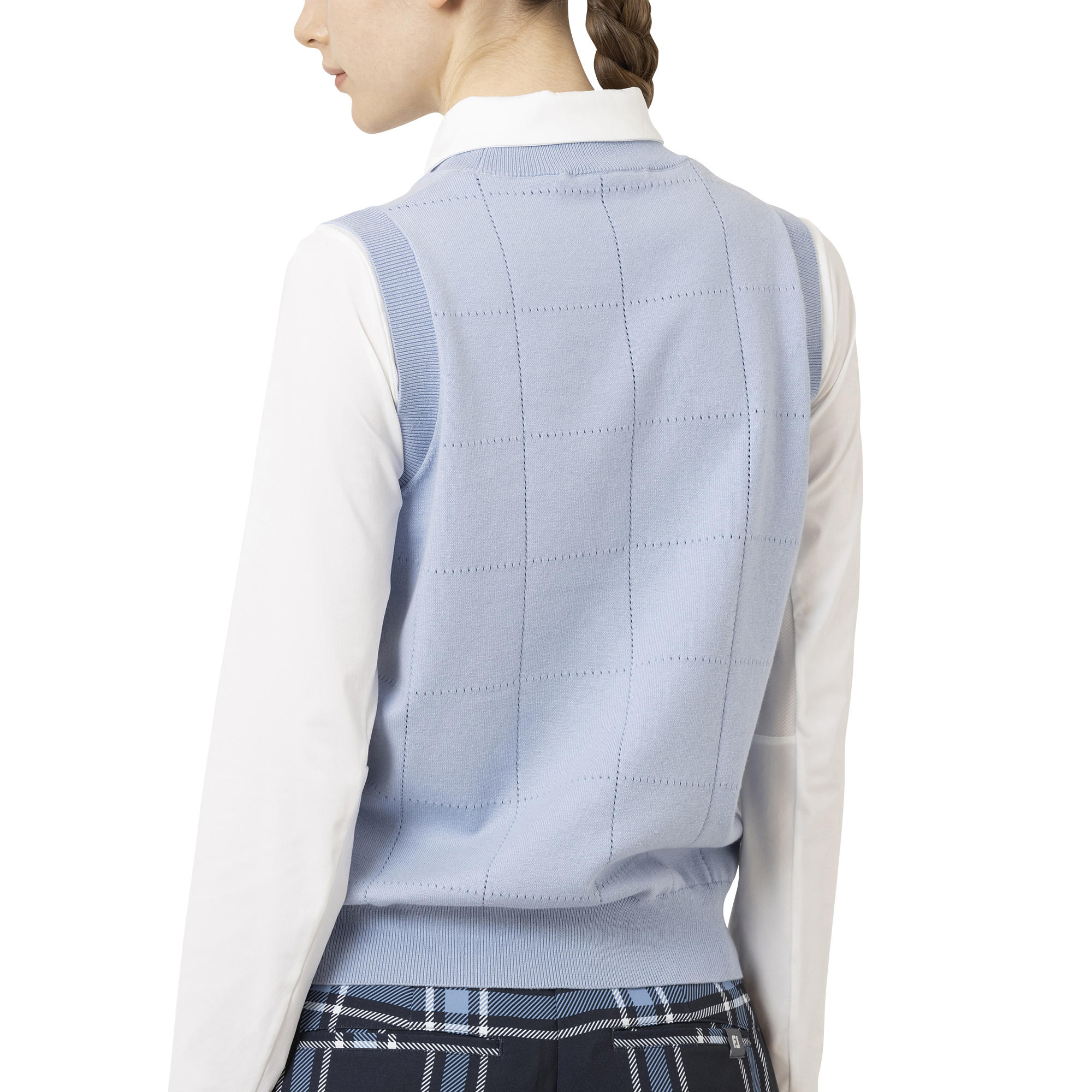 スクエアチェッククルーネックセーターベスト