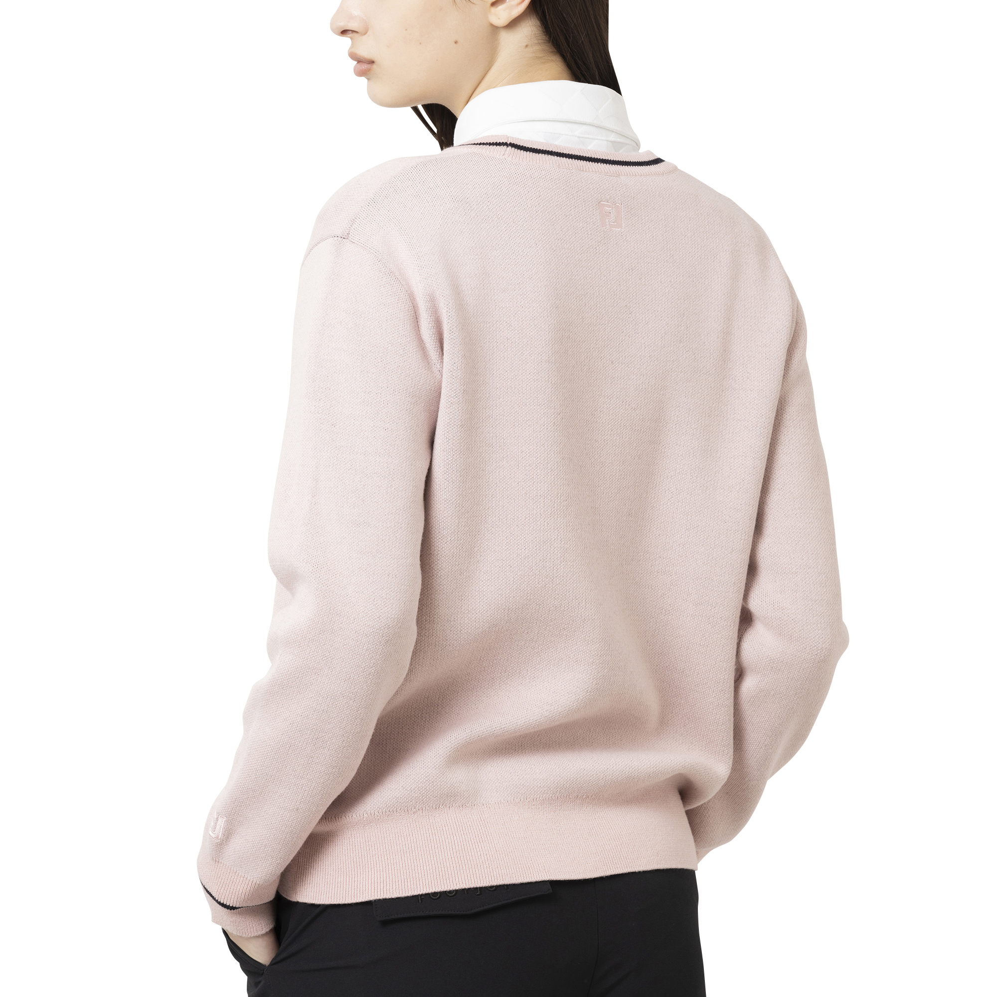 クロップドアーガイル長袖クルーネックセーター