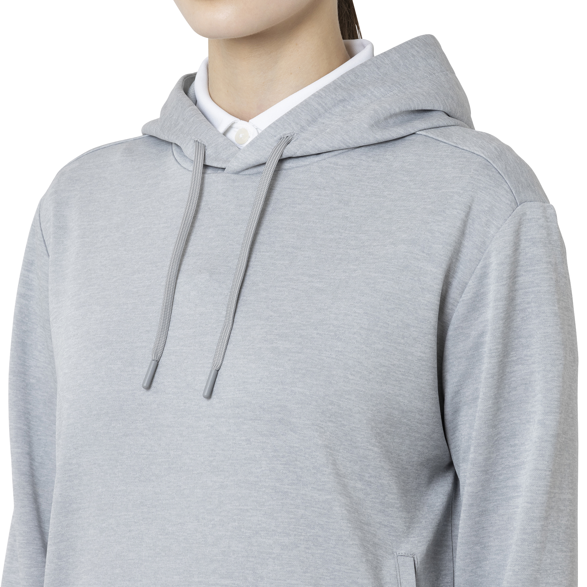 Essential Womens LtWt L/S ストレッチフーディープルオーバー