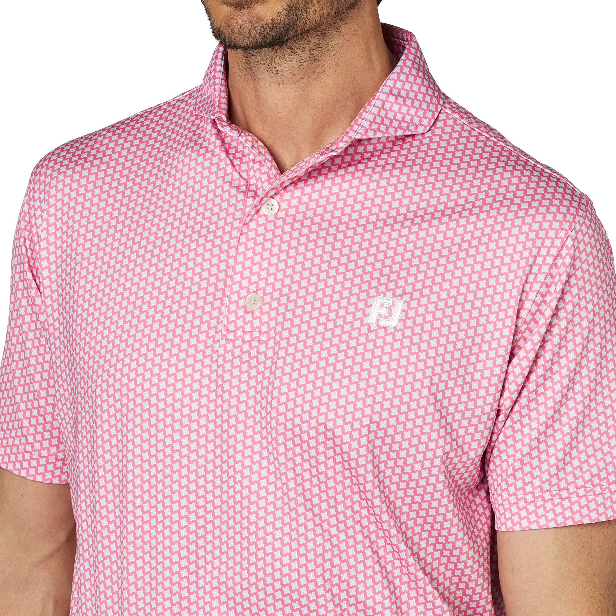 ジオメトリックプリント半袖ワイドカラーシャツ