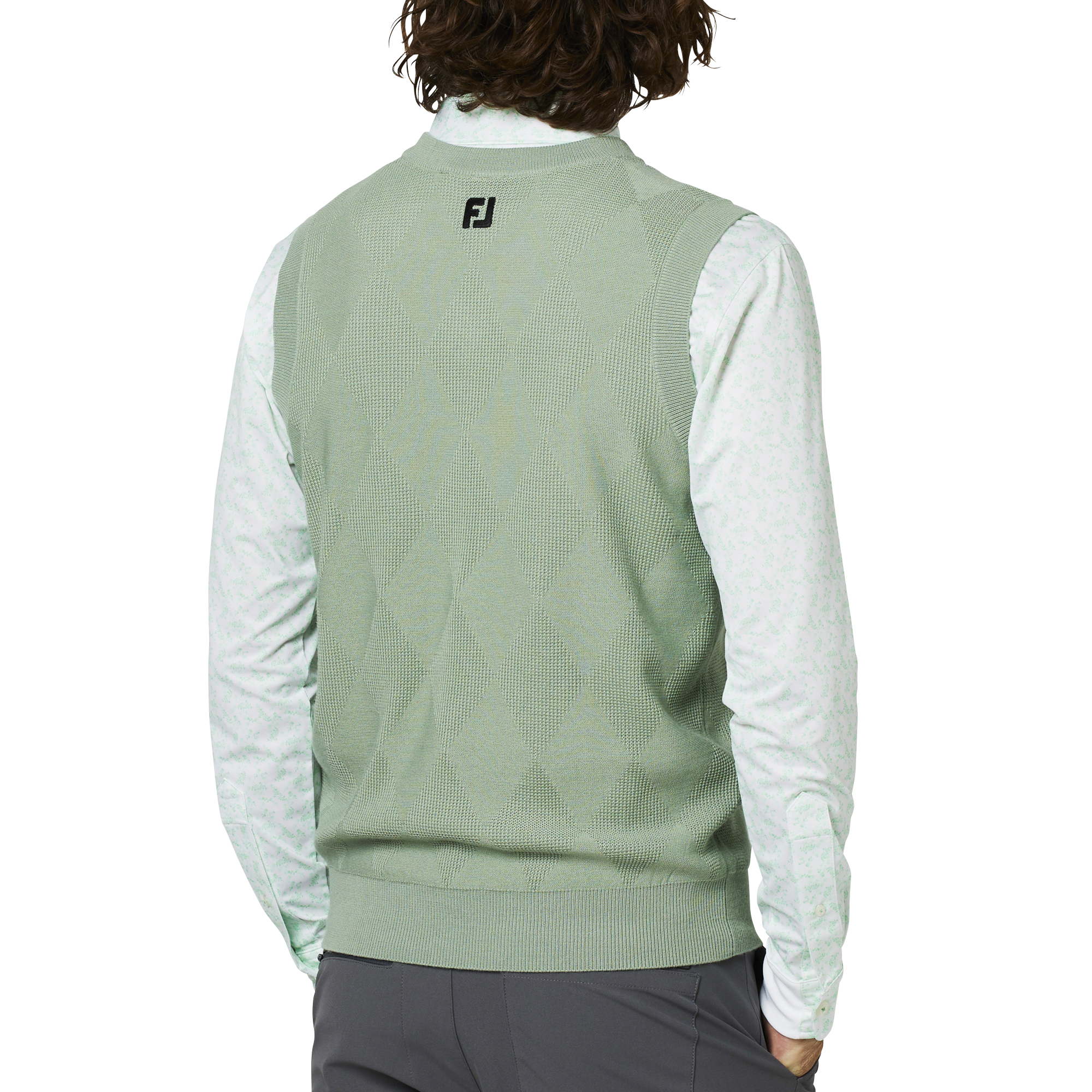 アーガイルVネックベストセーター