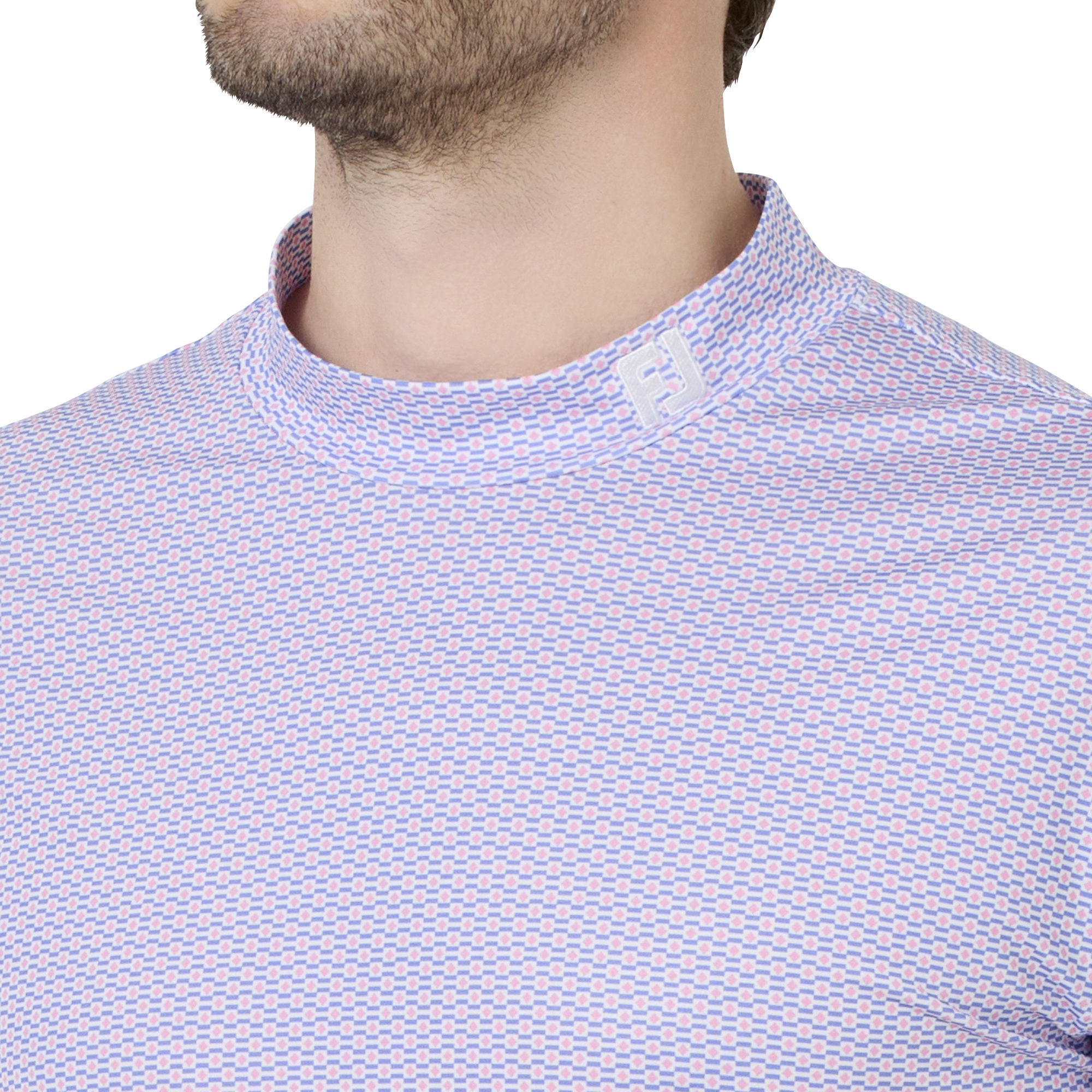 ノーティカルフラッグ ストレッチライル半袖モックネックシャツ