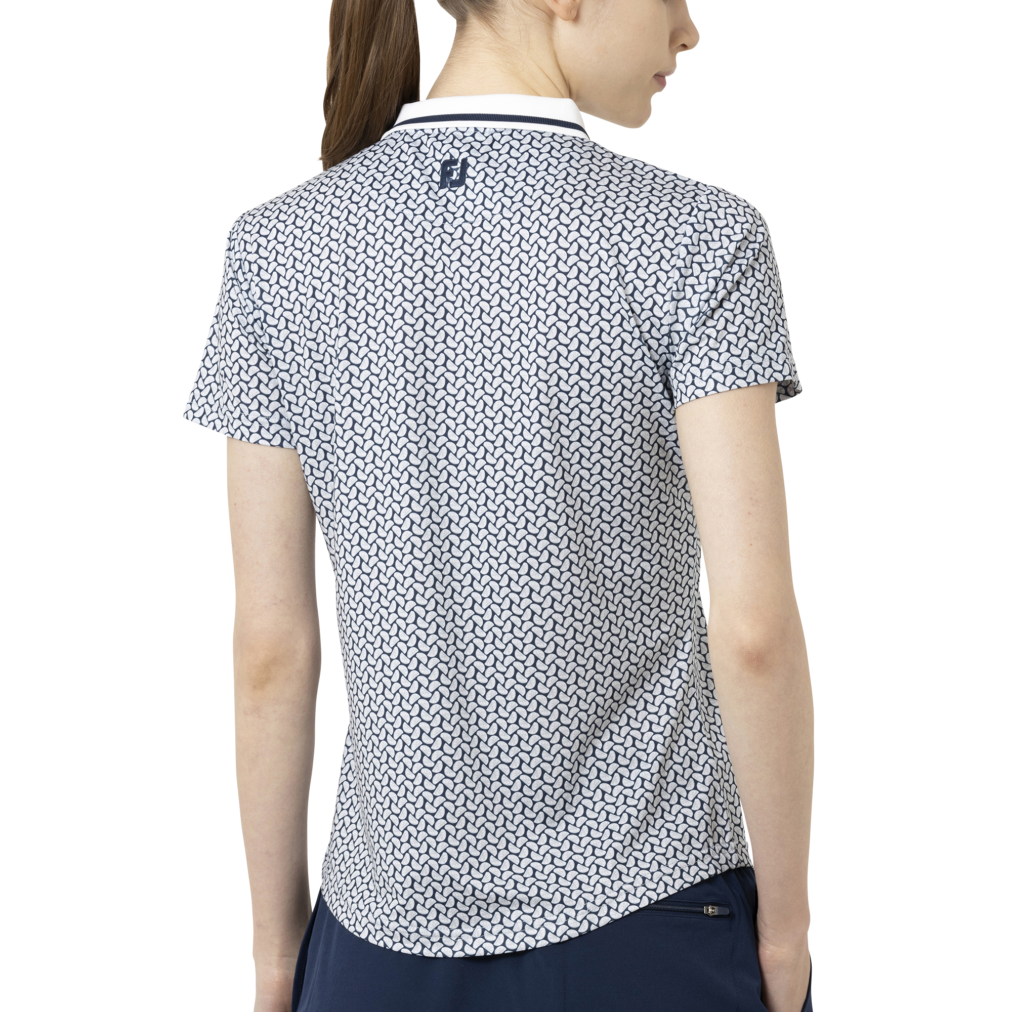 シトラスプリント半袖リブカラーシャツ