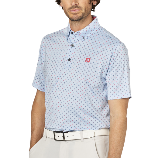 つぼみ柄半袖ボタンダウンシャツ