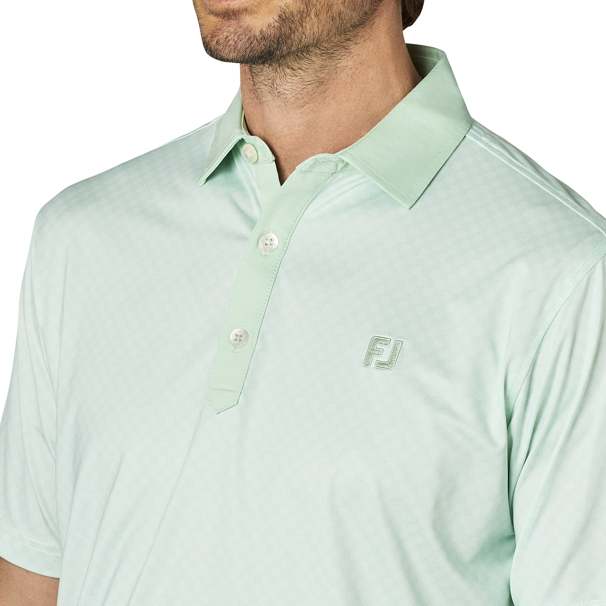 格子ジャカード半袖シャツ