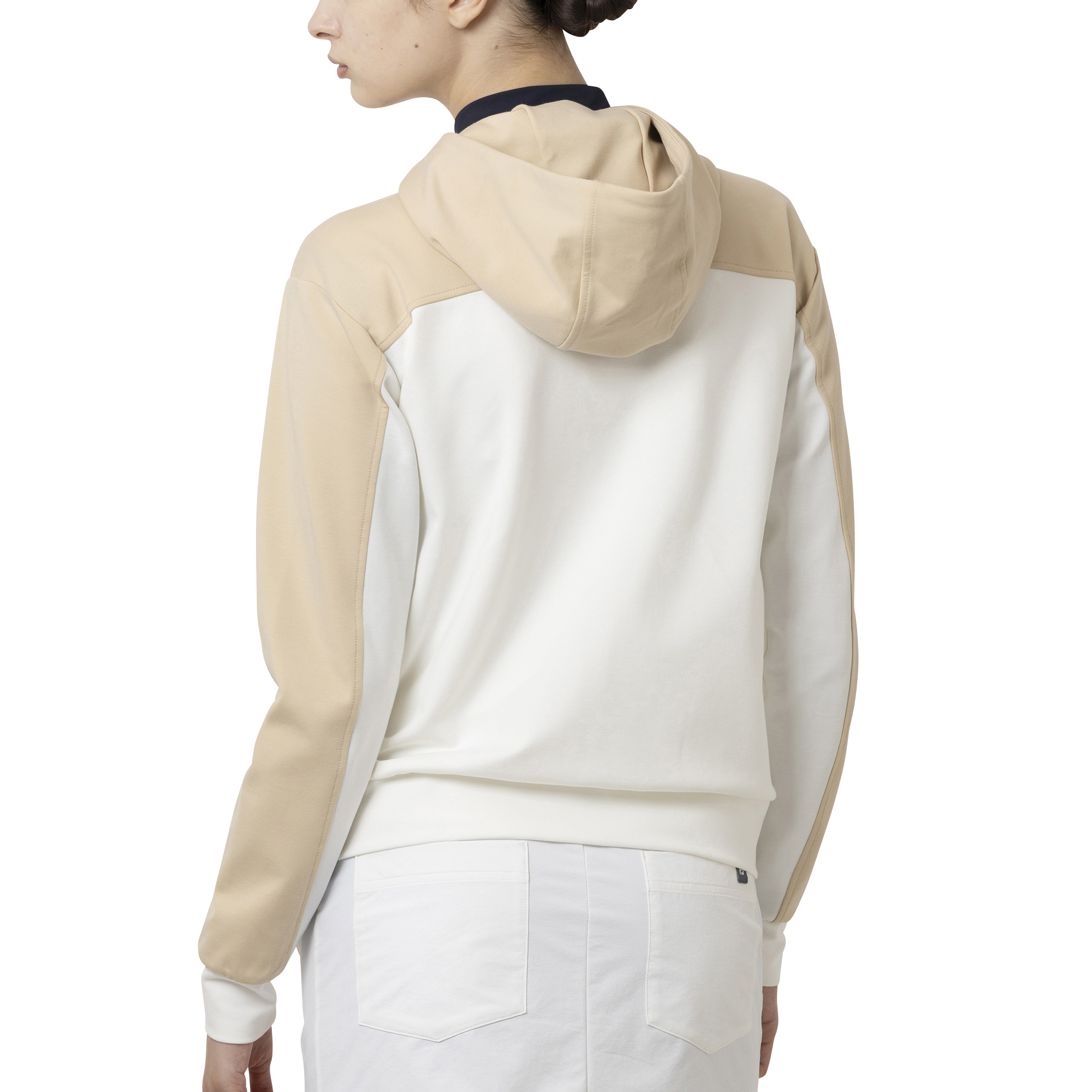 カラーブロック長袖フルジップフーディー