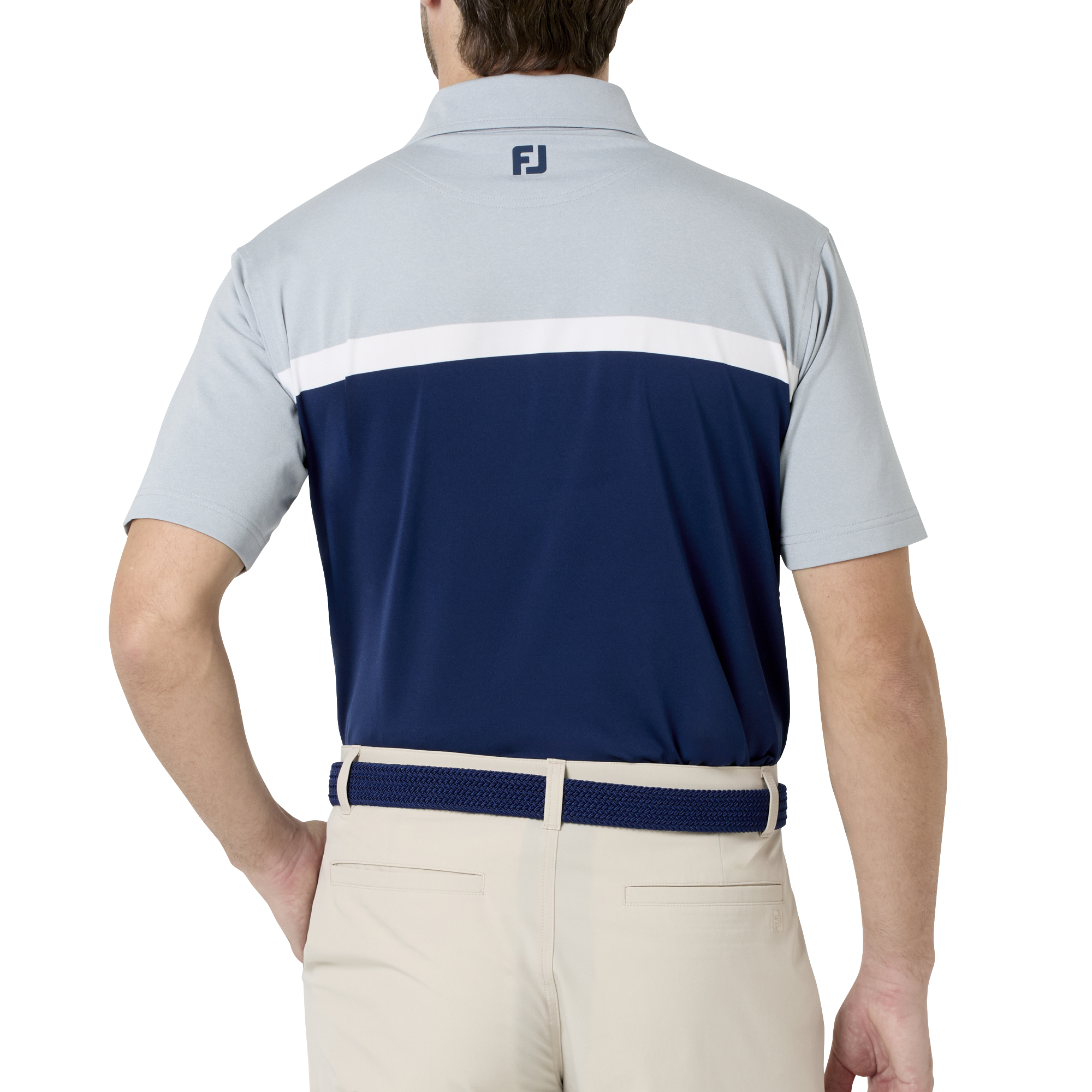 Essential M's カラーブロック ストレッチライル半袖シャツ