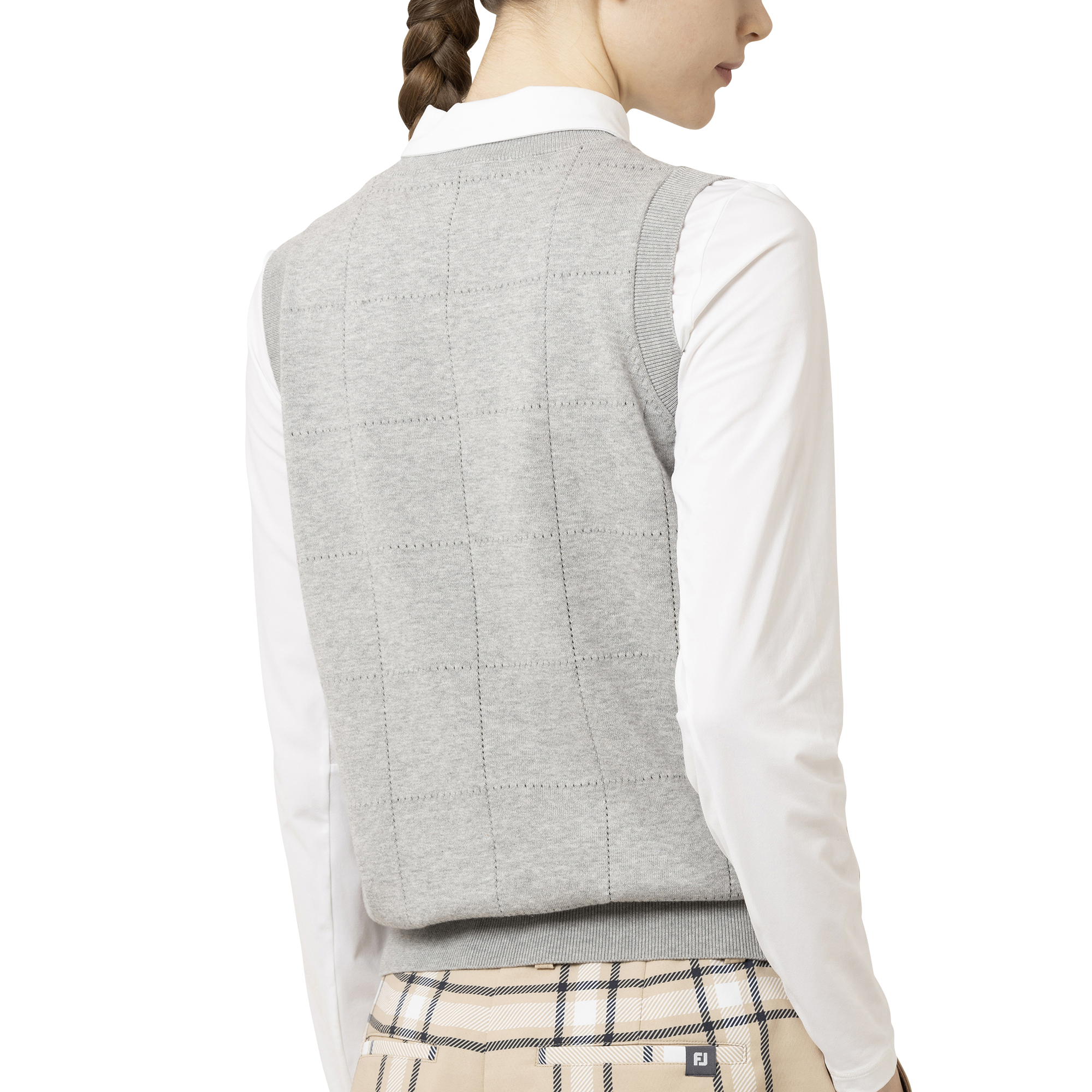 スクエアチェッククルーネックセーターベスト