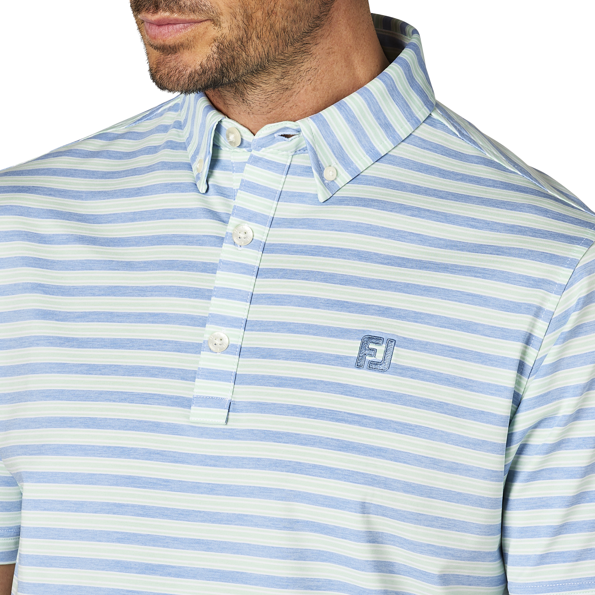 ヘザーストライプ半袖ボタンダウンシャツ