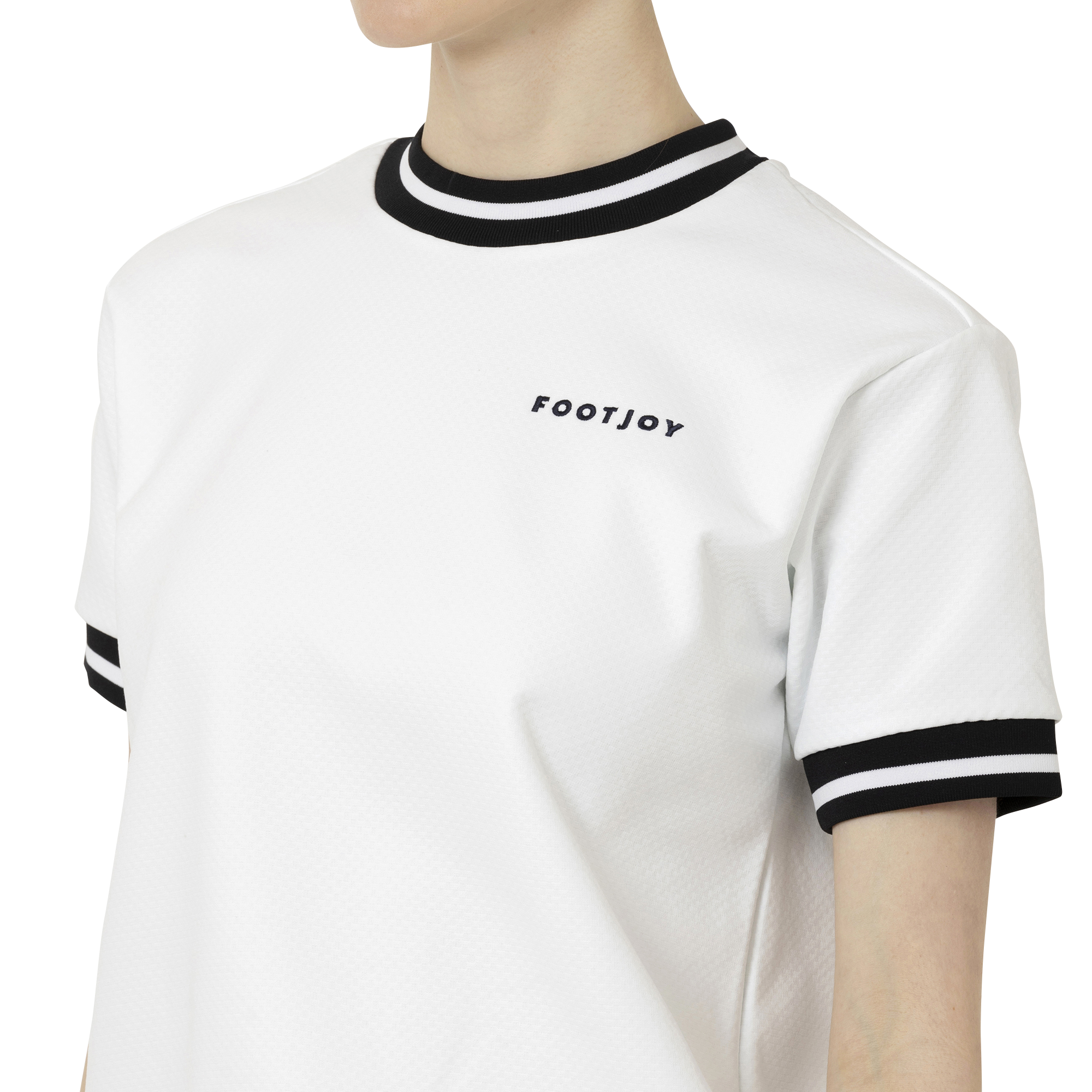 ラインリブ半袖クルーネックスウェット