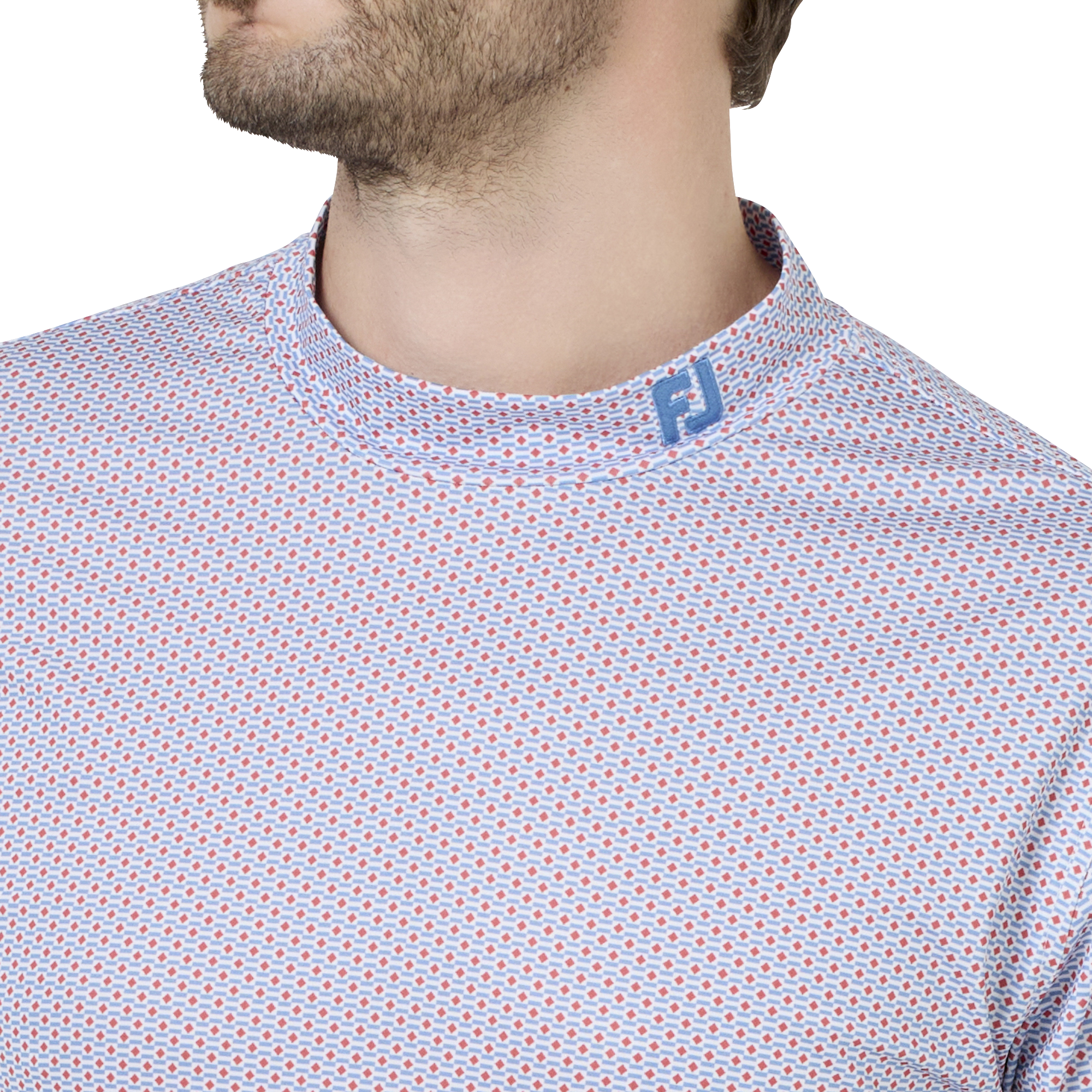 ノーティカルフラッグ ストレッチライル半袖モックネックシャツ