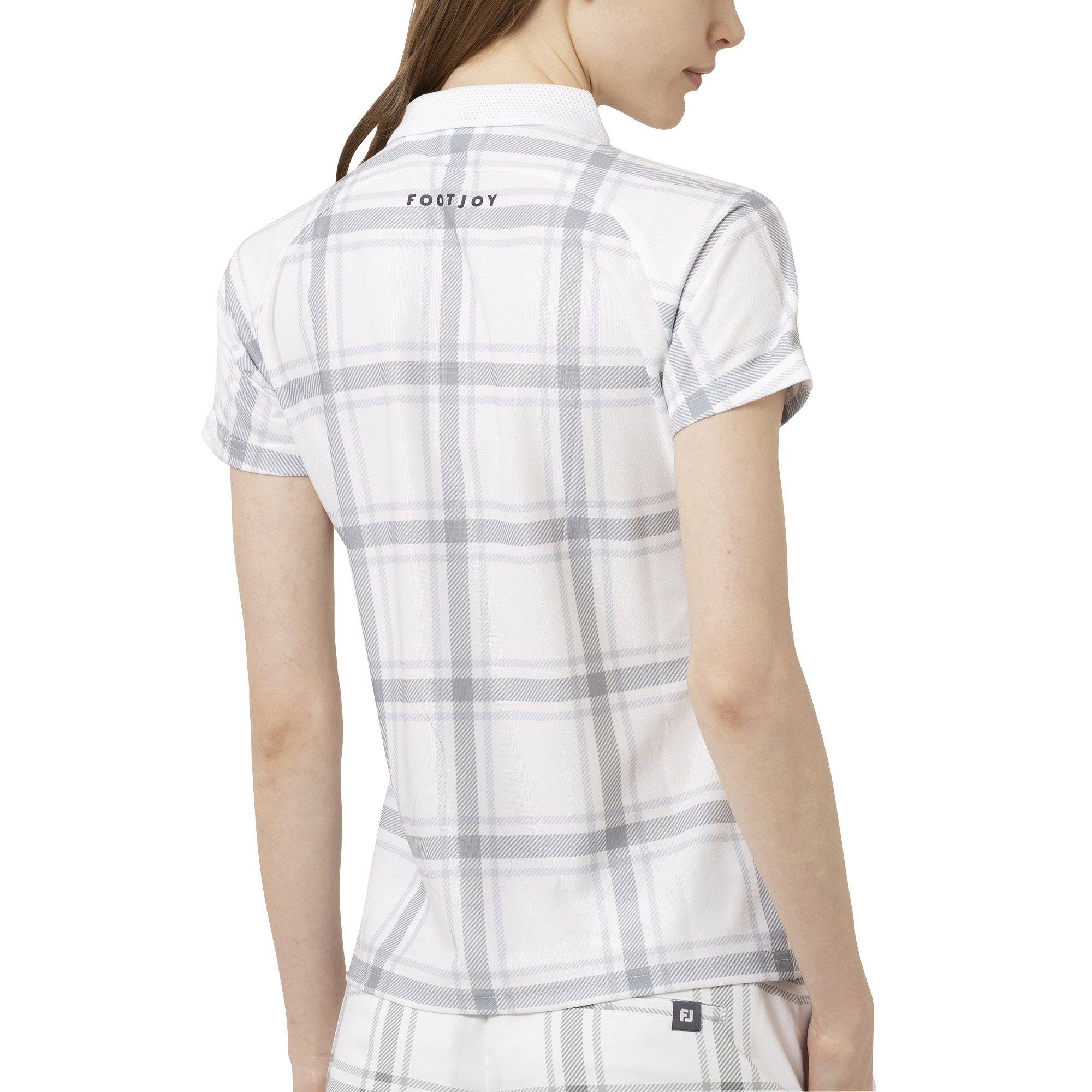 チェックプリント半袖鹿の子ポロ