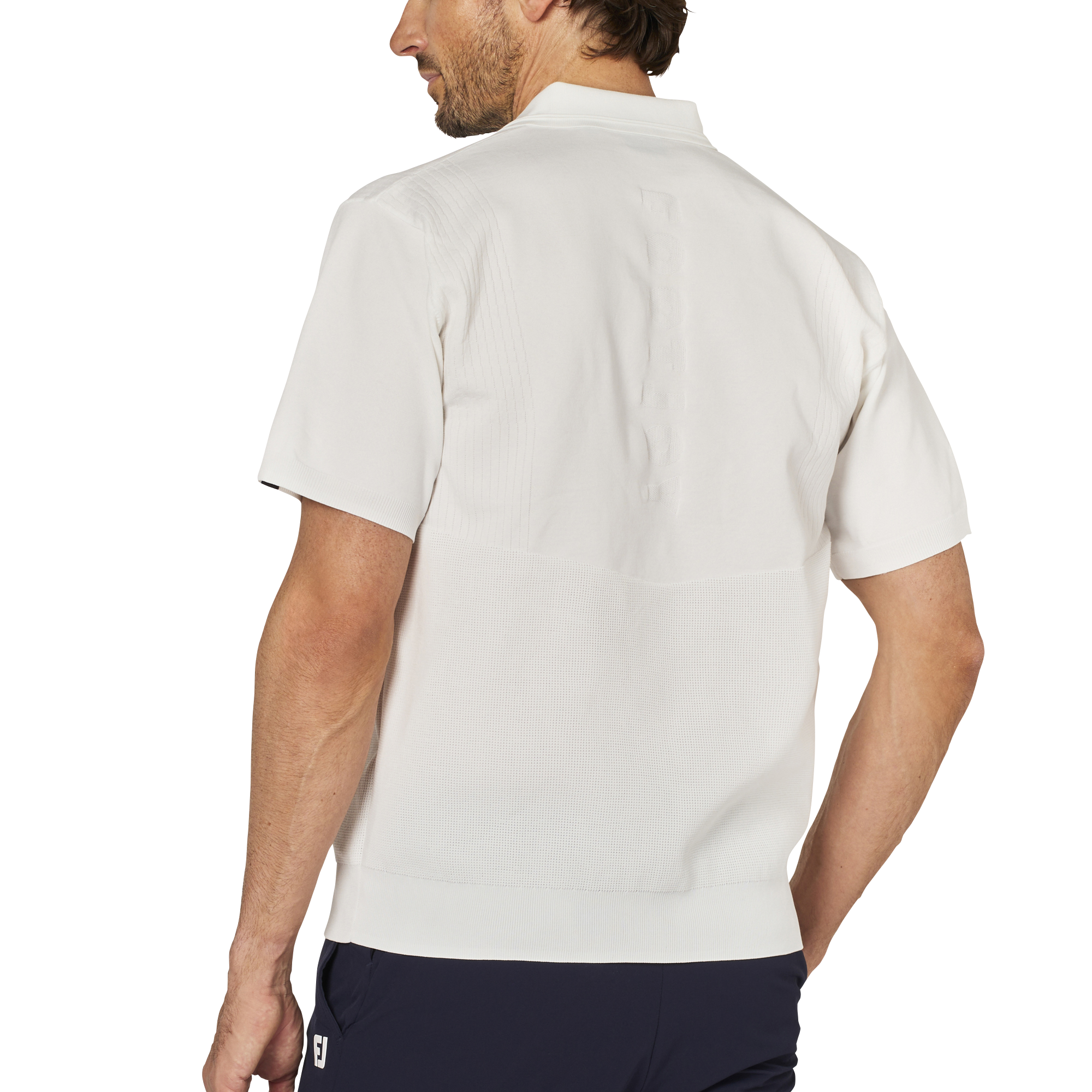 編地切替半袖セーターポロ