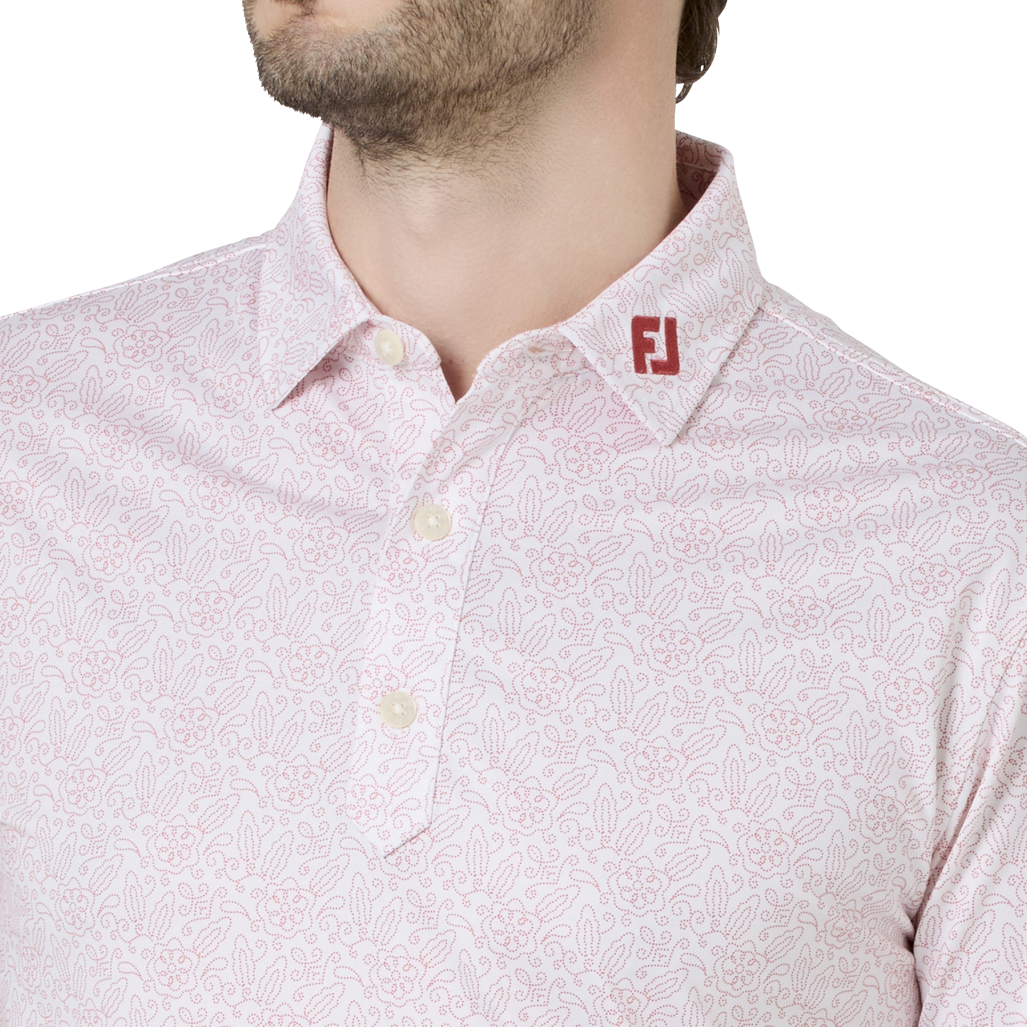 ウィングチップフローラル ストレッチライル半袖シャツ