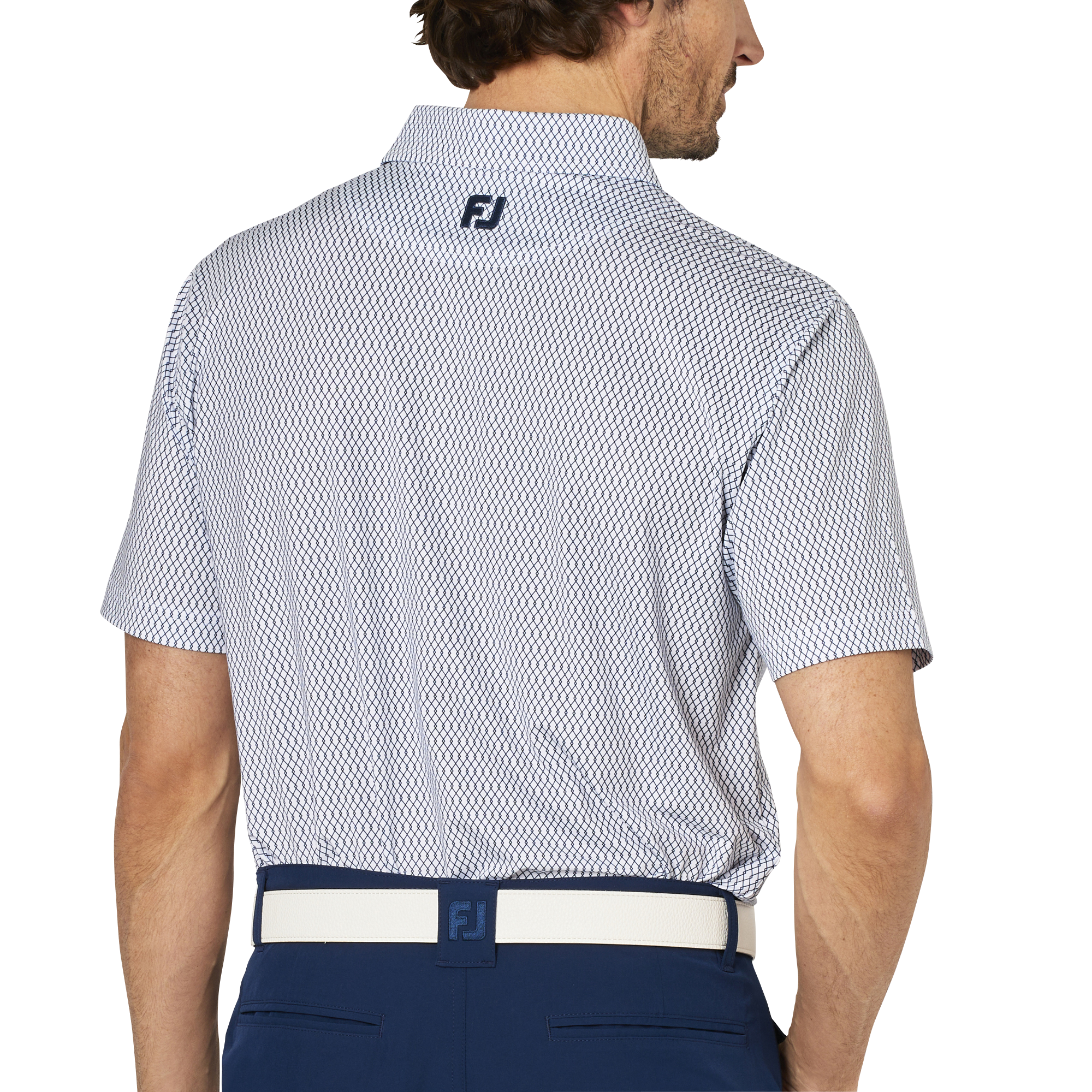 ダイヤ柄半袖ワイドカラーシャツ