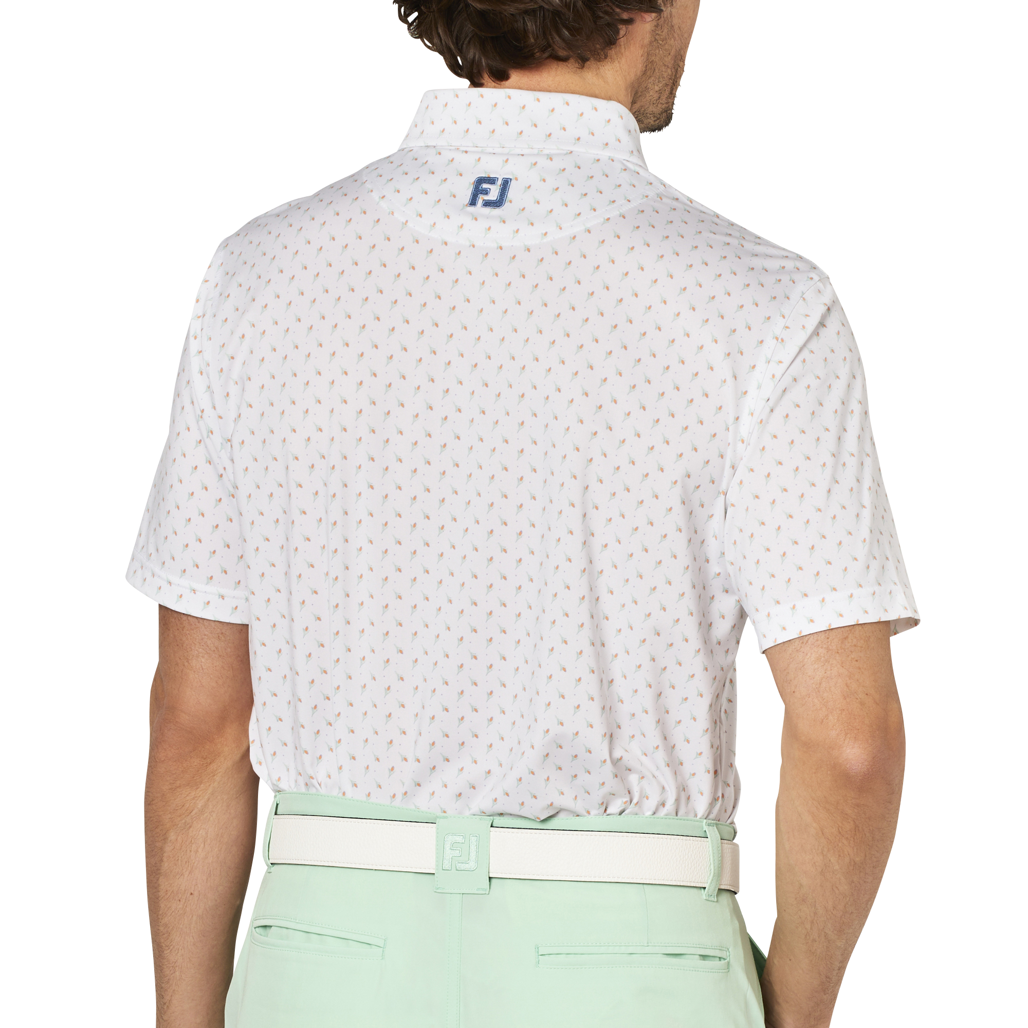 つぼみ柄半袖ボタンダウンシャツ