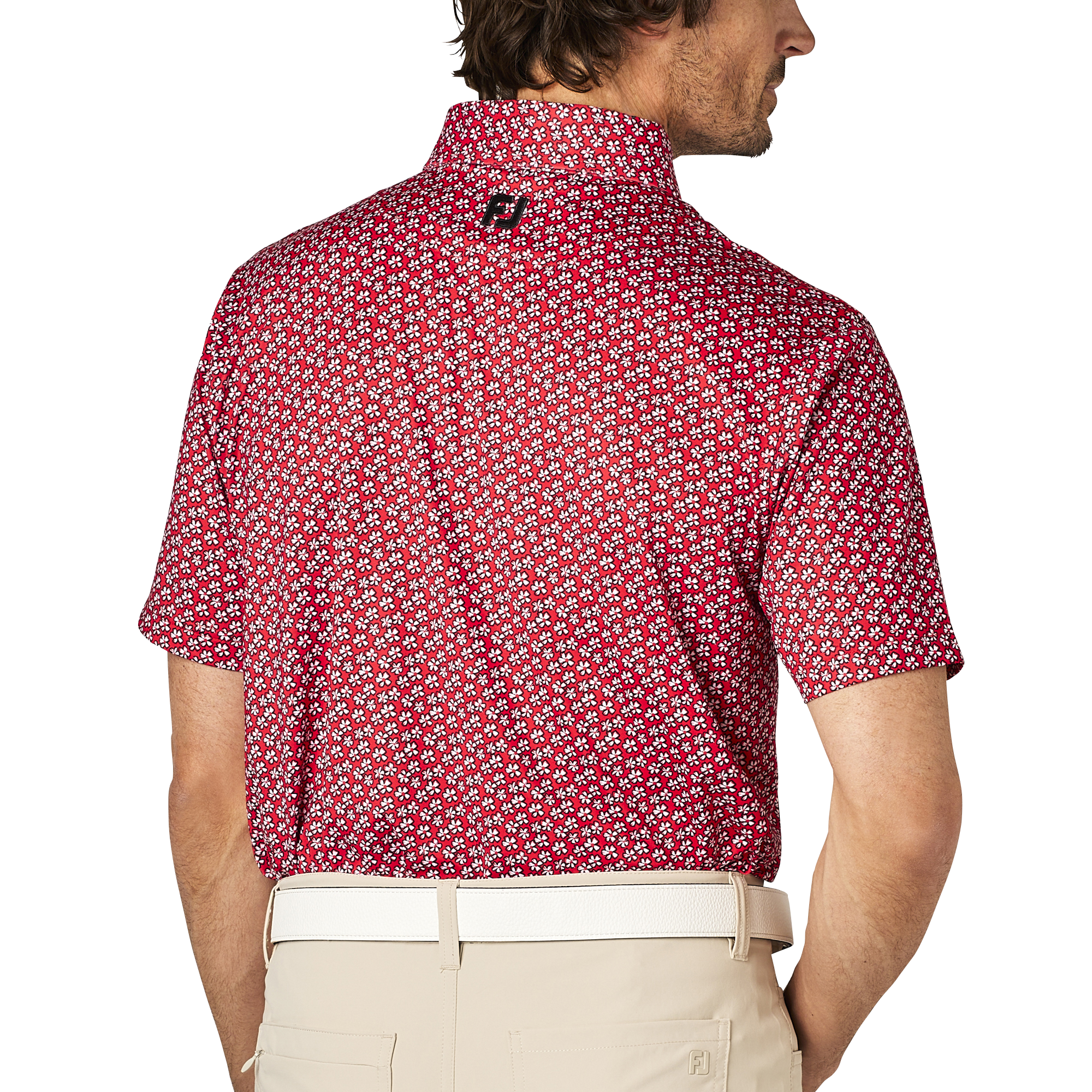 フラワープリント半袖ボタンダウンシャツ