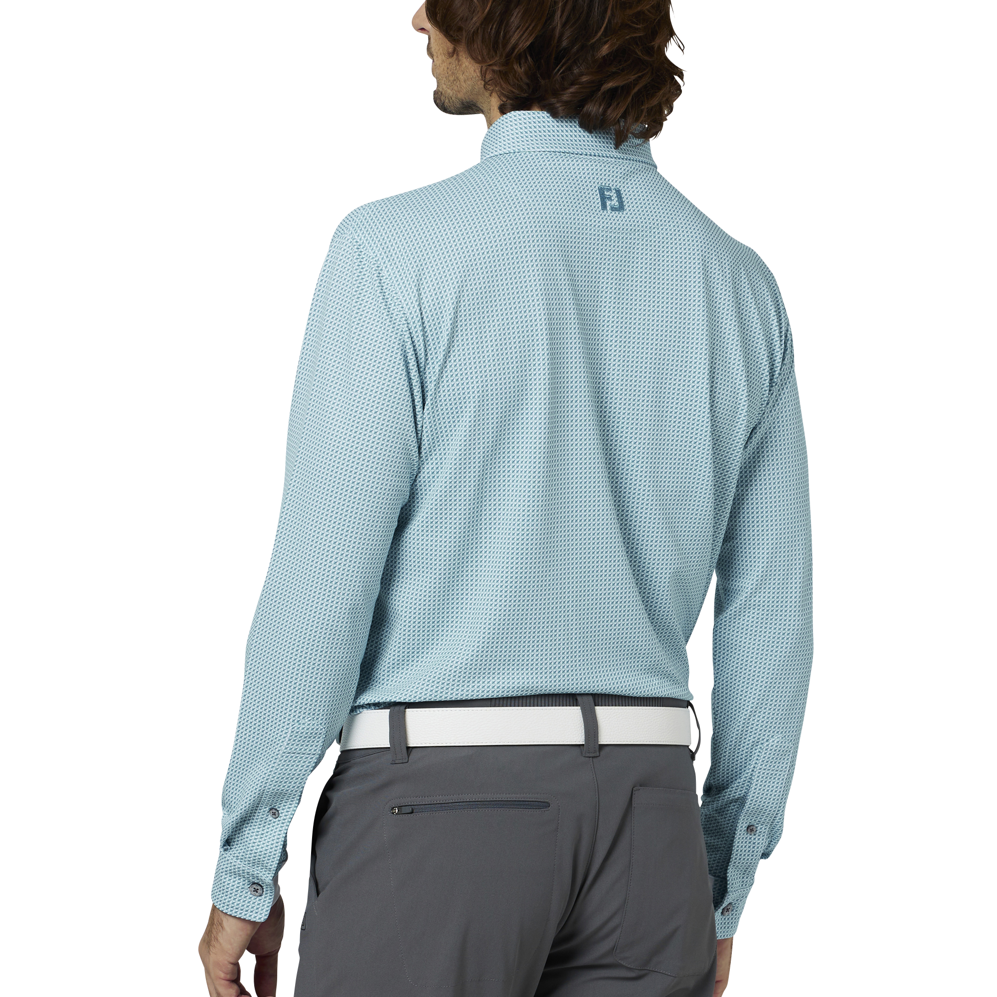 3Dピラミッドプリント長袖ボタンダウンシャツ