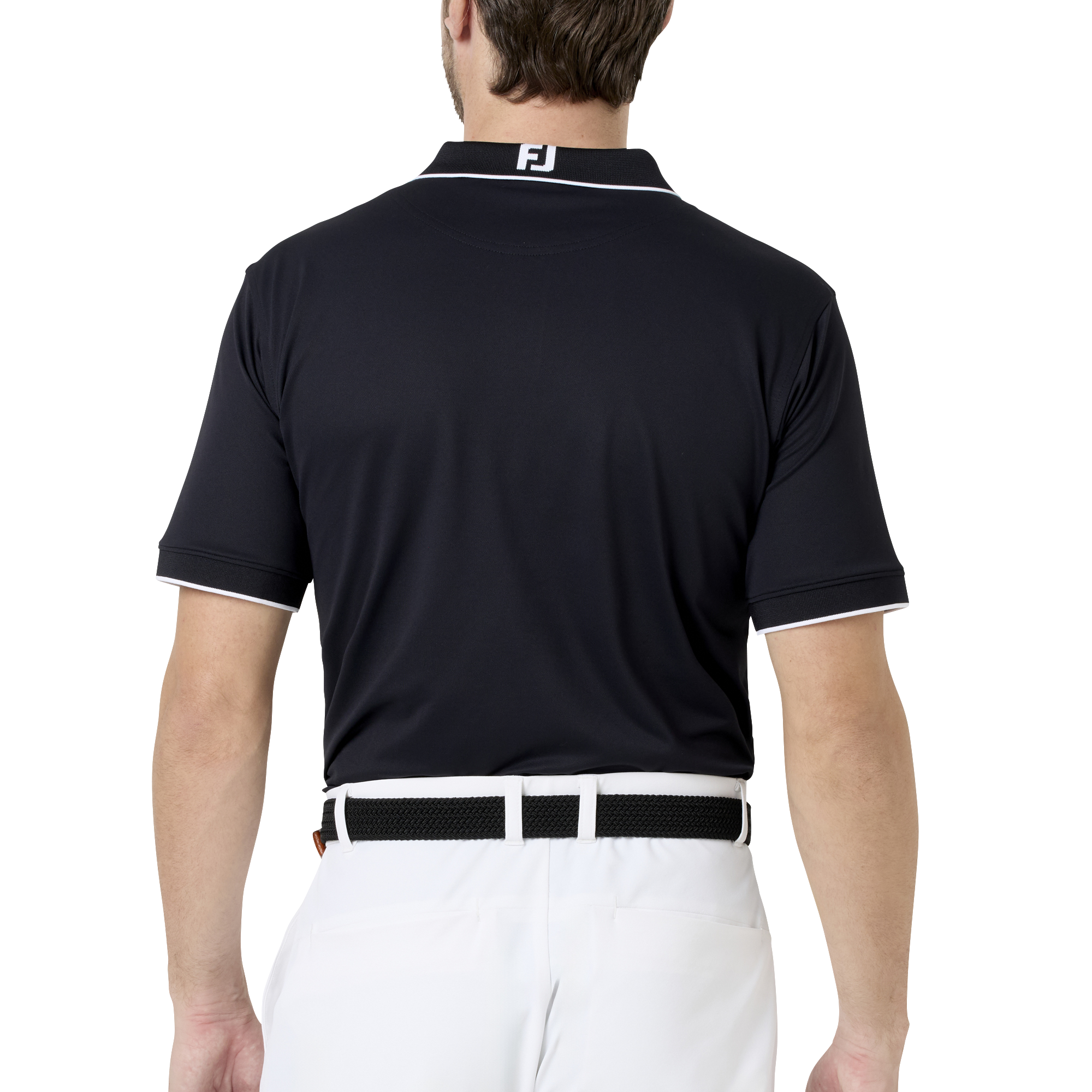 FJロゴ襟ライン ストレッチ鹿の子半袖シャツ