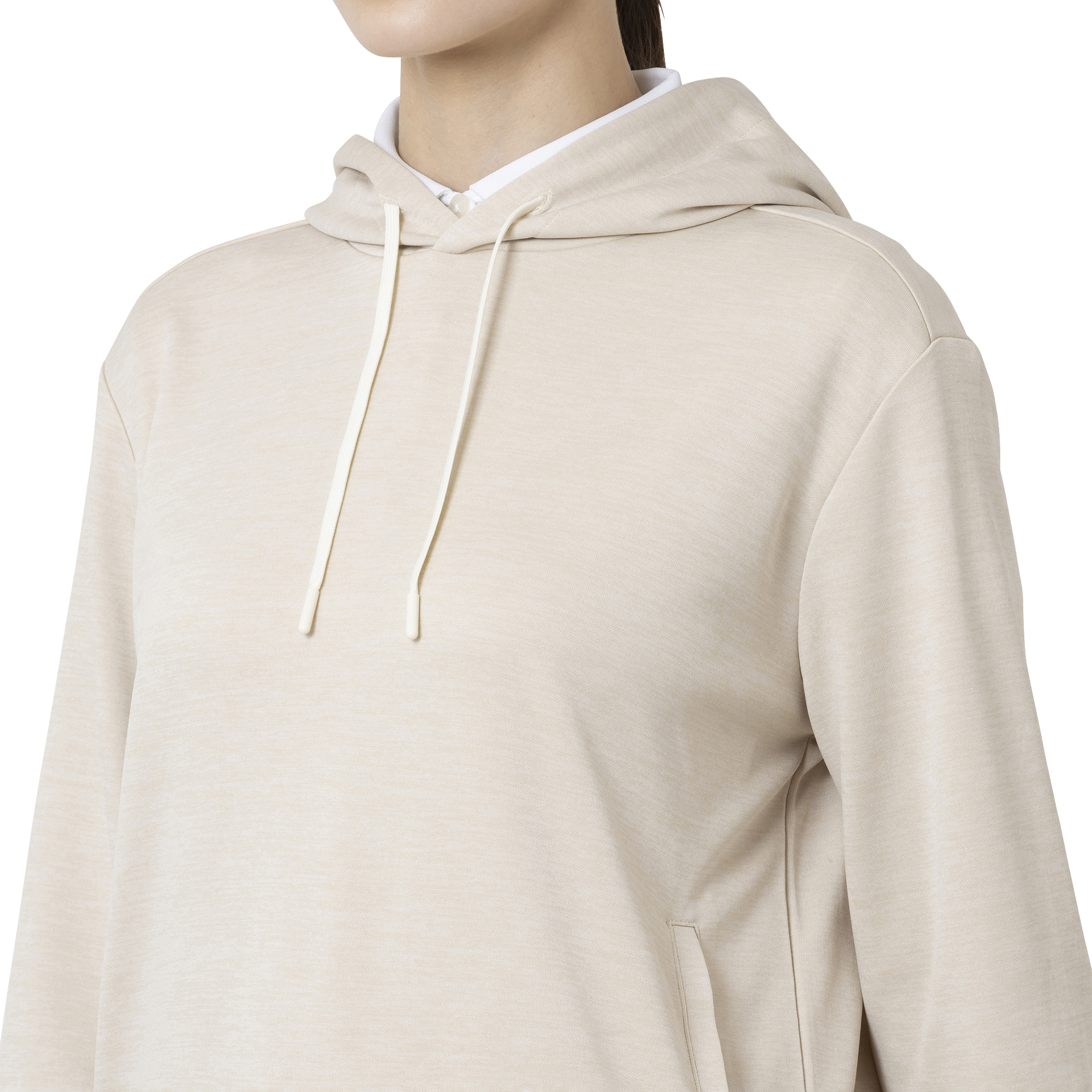 Essential Womens LtWt L/S ストレッチフーディープルオーバー