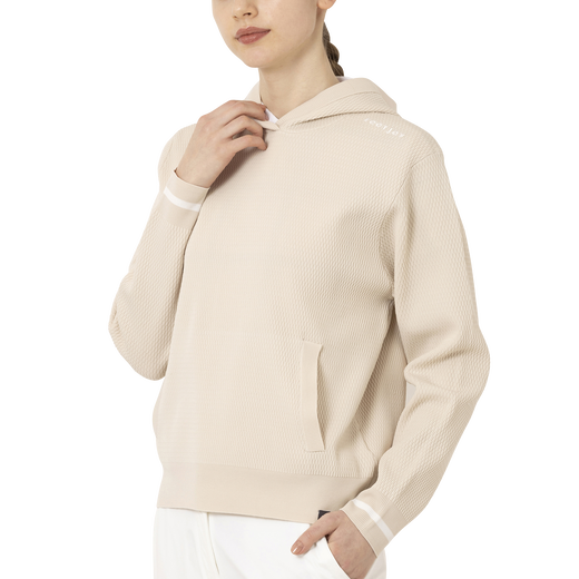 ハニカム柄長袖プルオーバーセーターフーディー