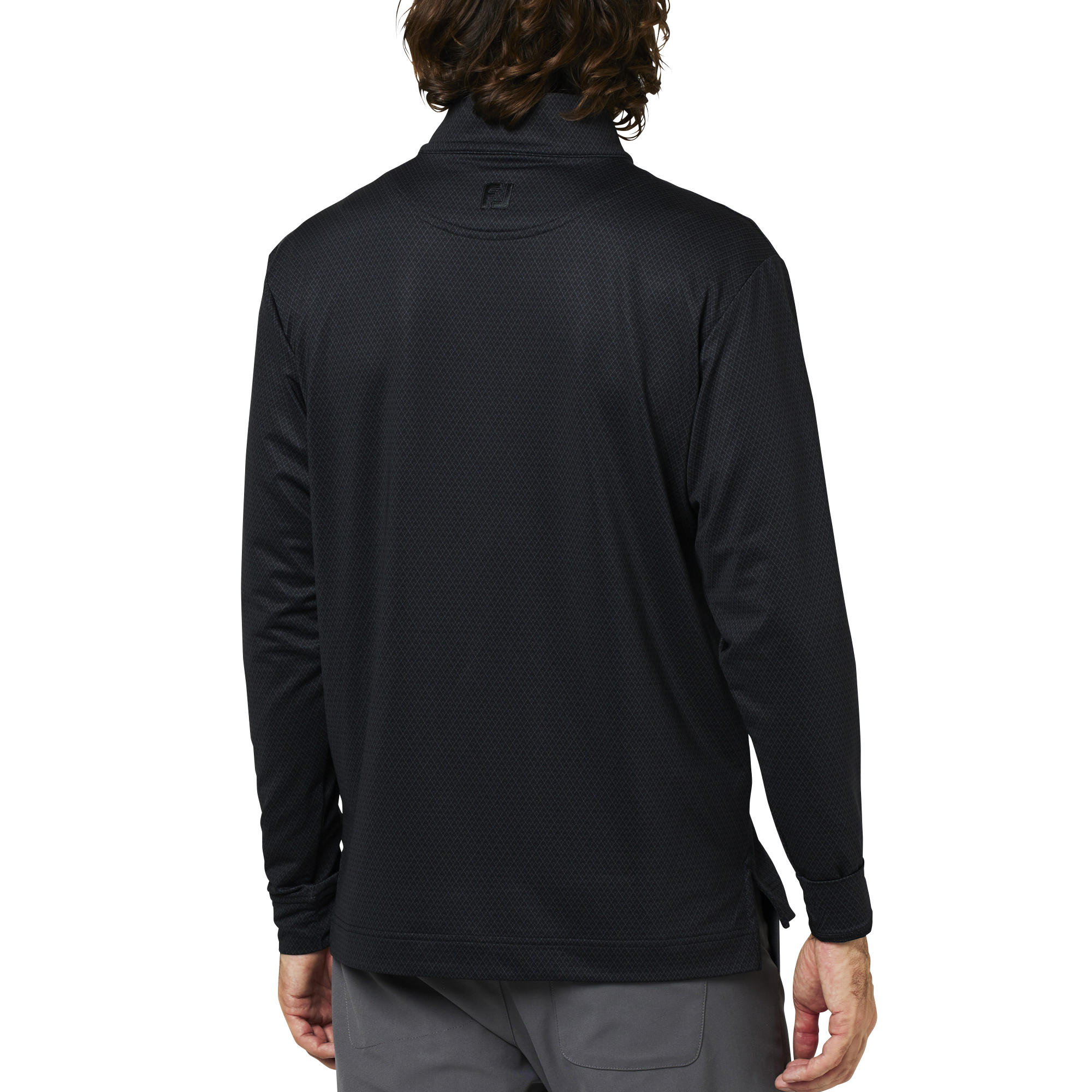 トーナルダイヤモンドプリントクォータージッププルオーバー