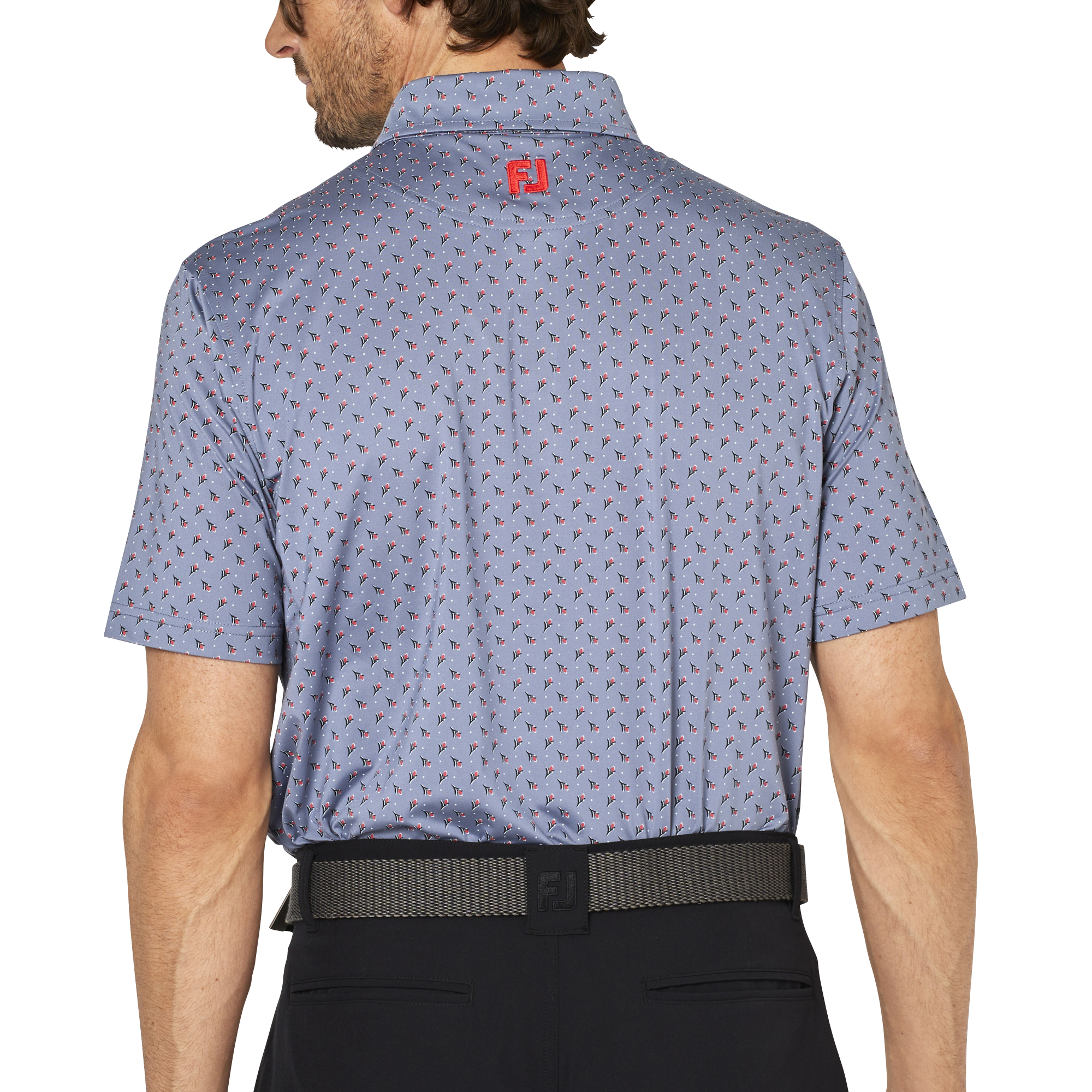 つぼみ柄半袖ボタンダウンシャツ