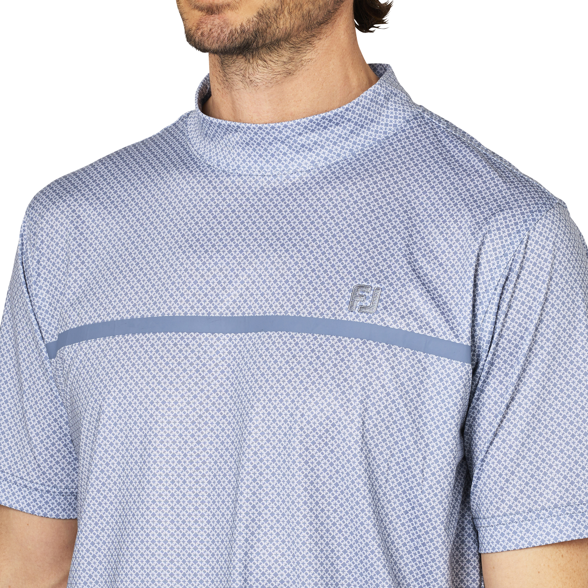 ループプリント半袖モックネックシャツ