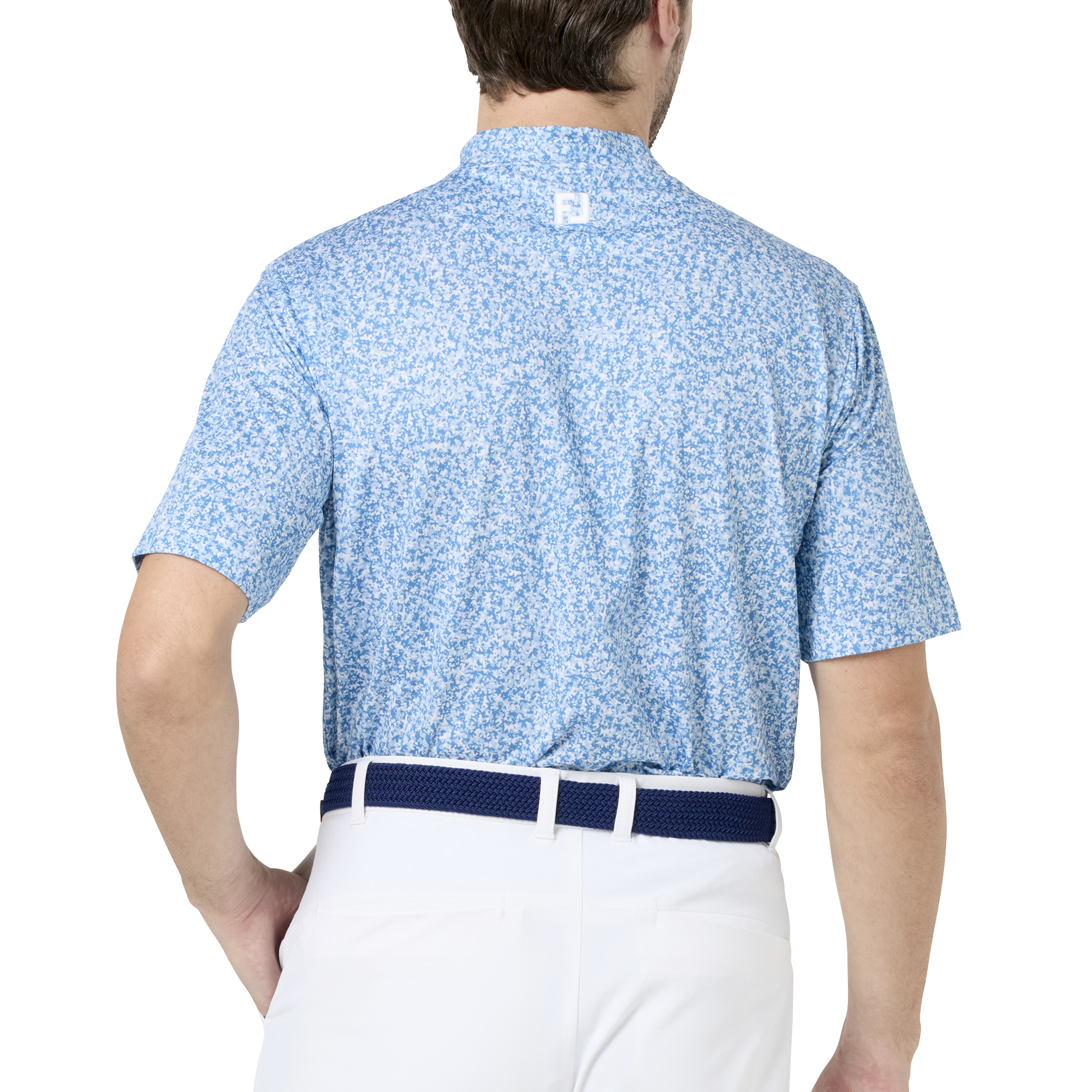 コンパクトカモ ストレッチライル半袖モックネックシャツ