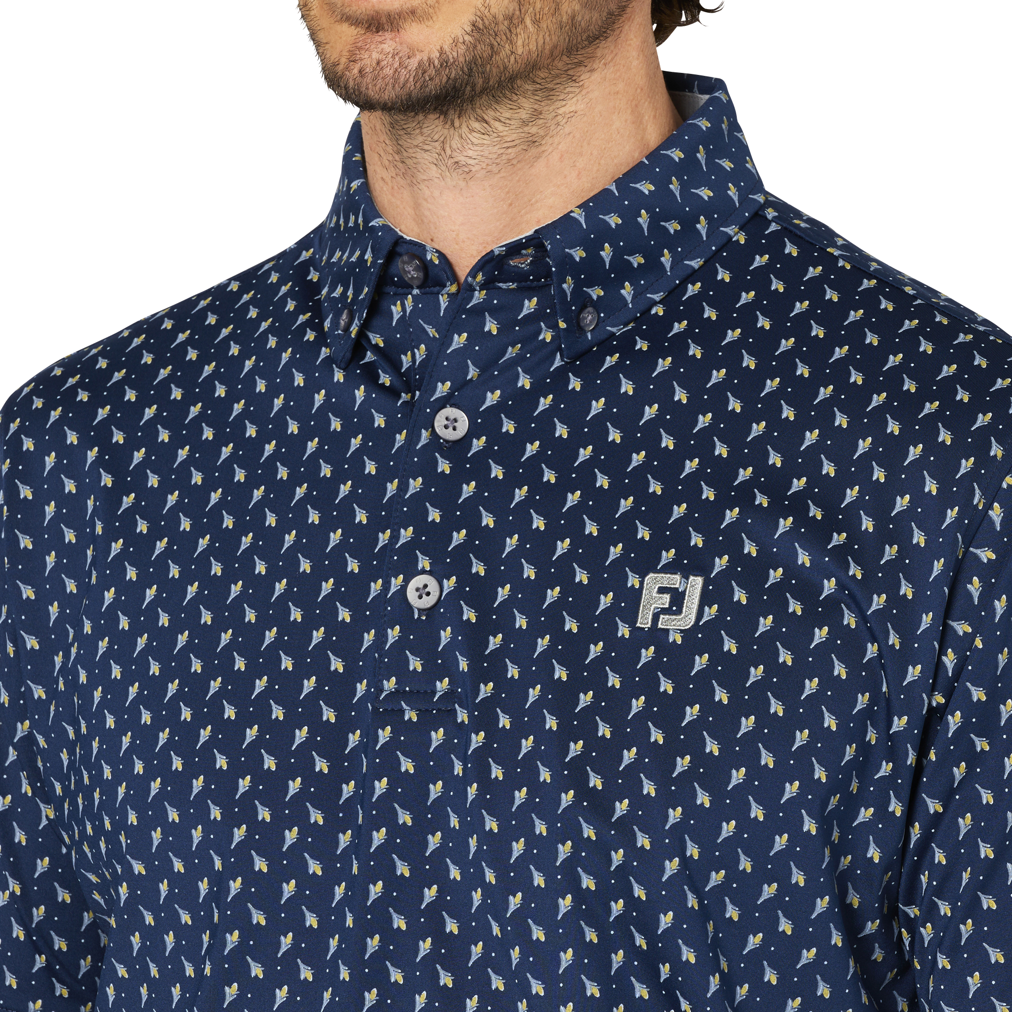 つぼみ柄半袖ボタンダウンシャツ