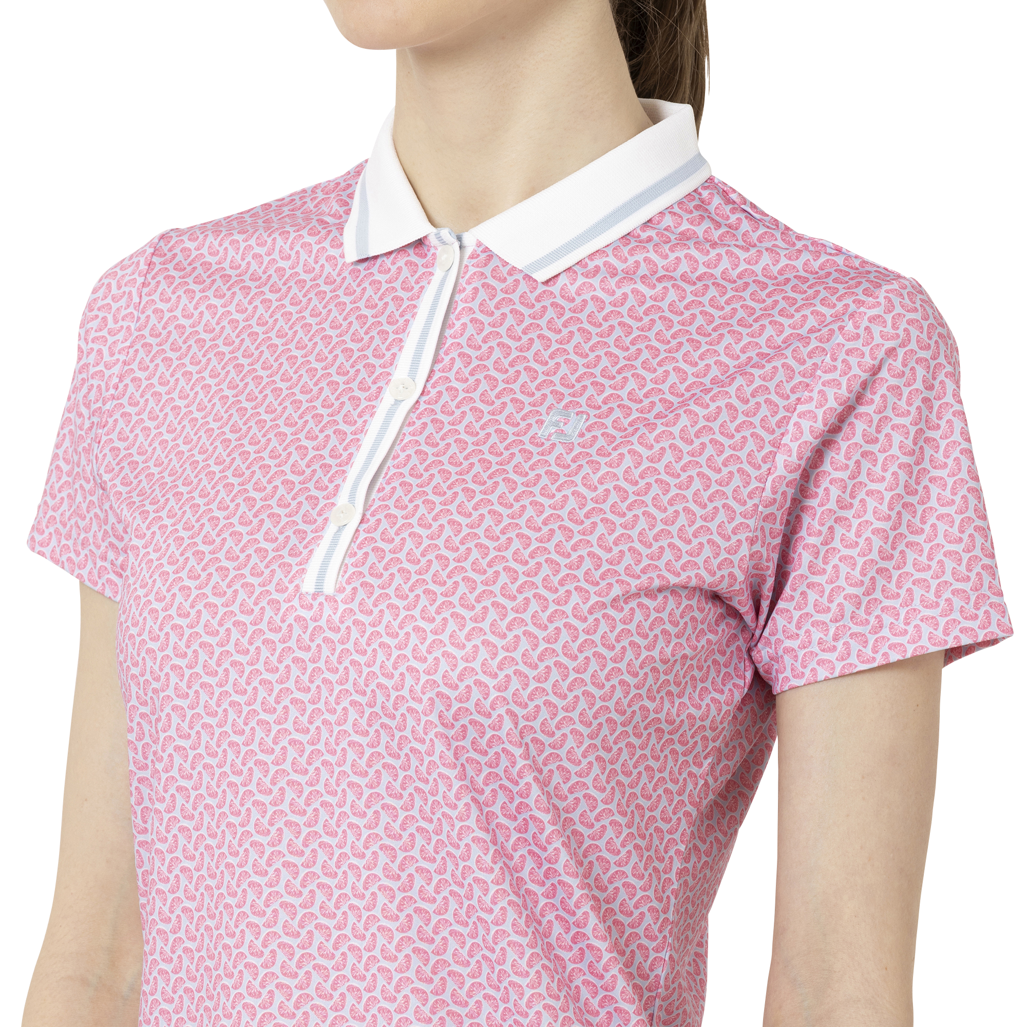 シトラスプリント半袖リブカラーシャツ