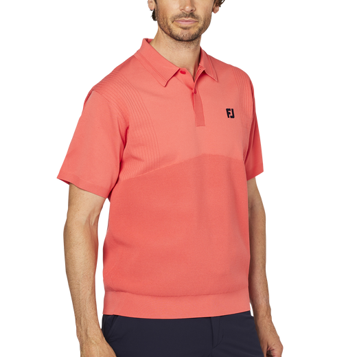 編地切替半袖セーターポロ