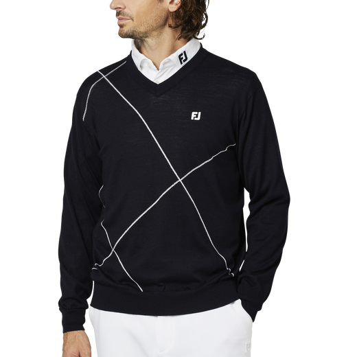 クロップドアーガイルVネックL/Sセーター