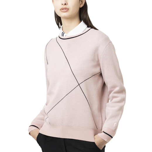 クロップドアーガイル長袖クルーネックセーター