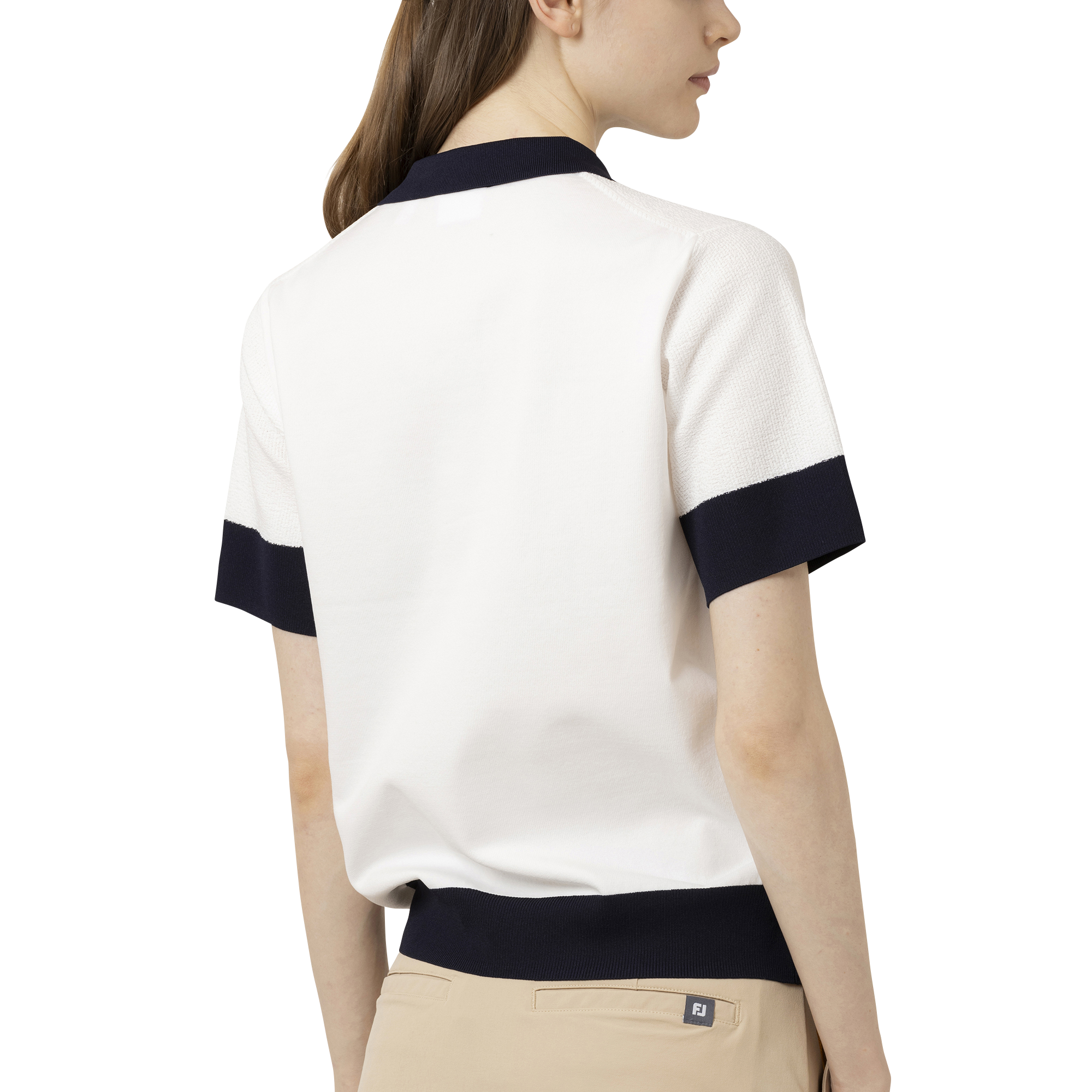 編地切替バイカラー半袖セーターポロ