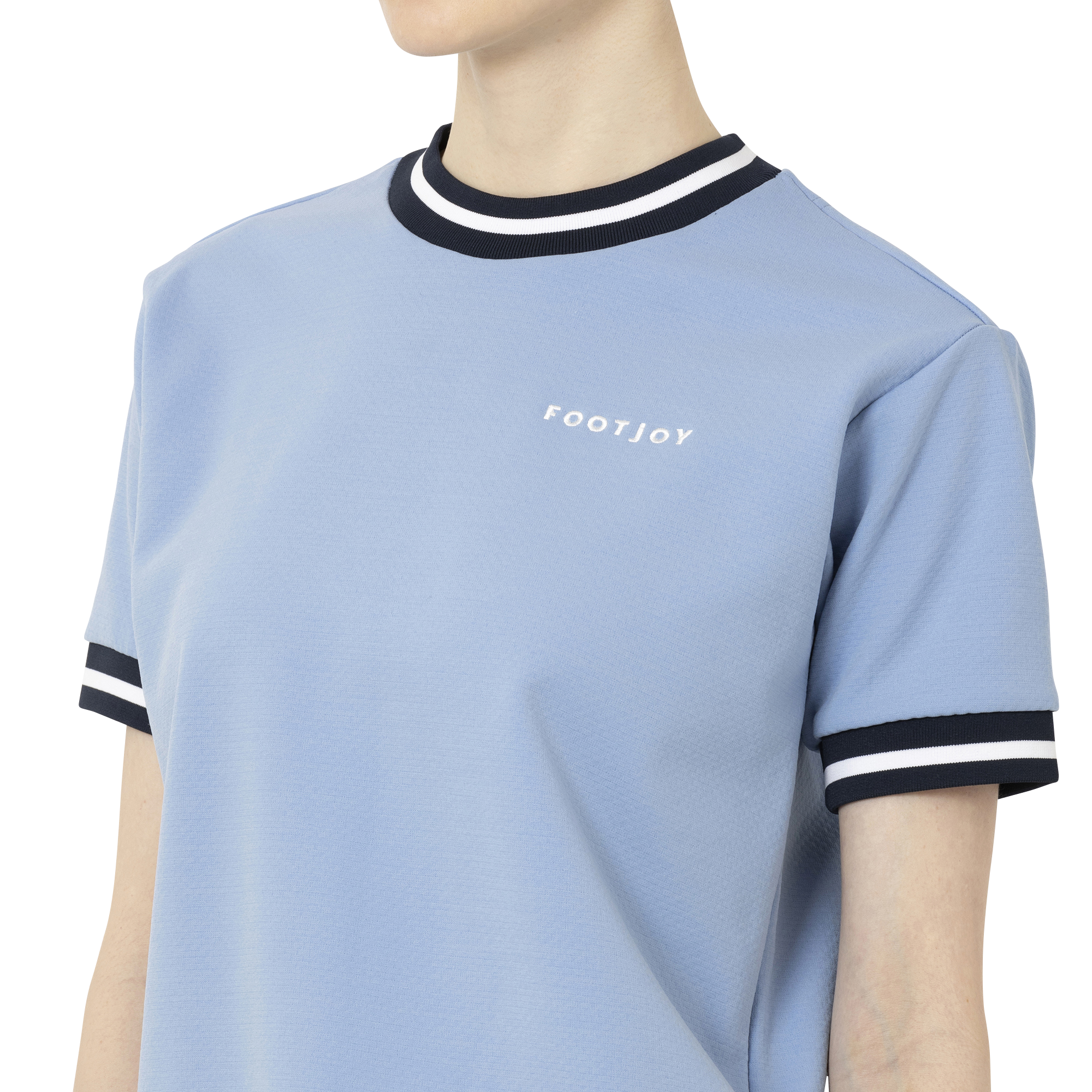 ラインリブ半袖クルーネックスウェット