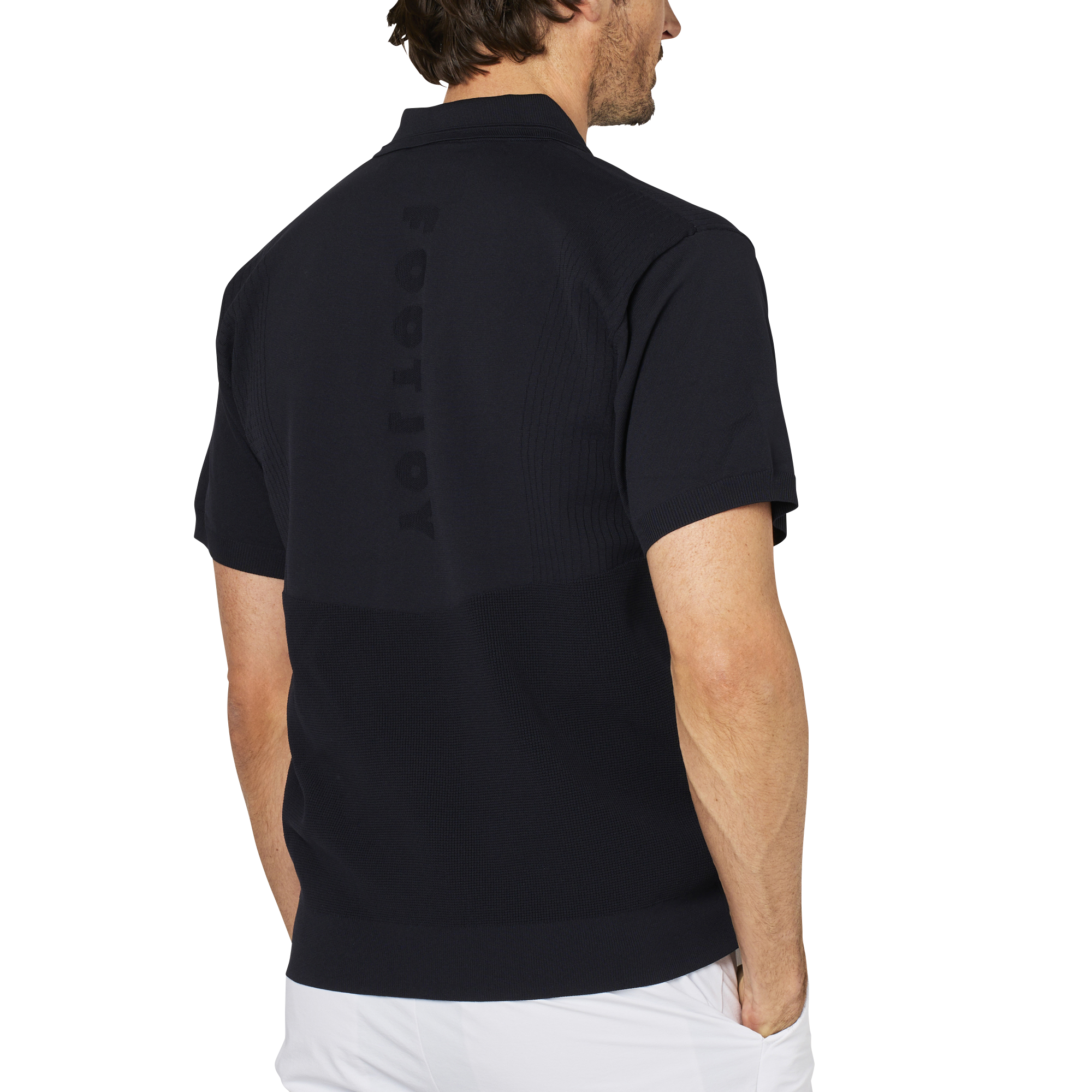 編地切替半袖セーターポロ