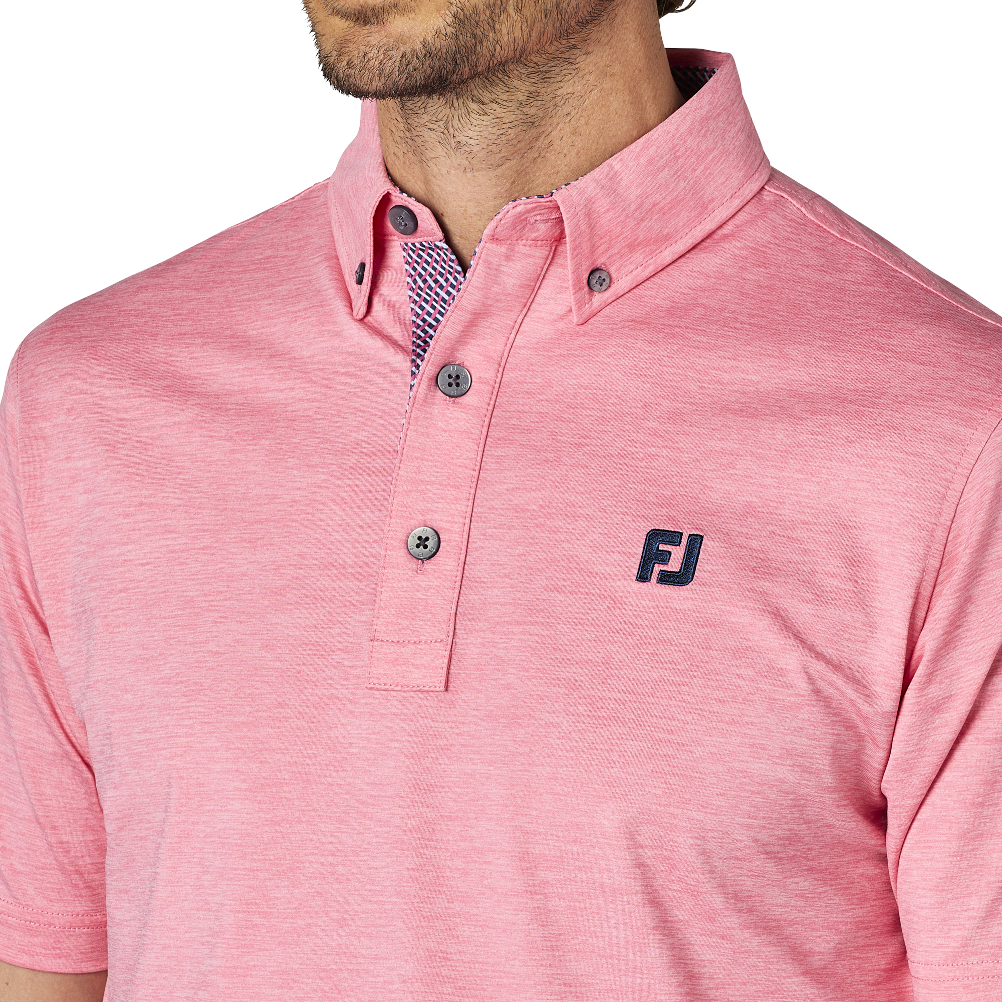 ヘザープリント半袖ボタンダウンシャツ