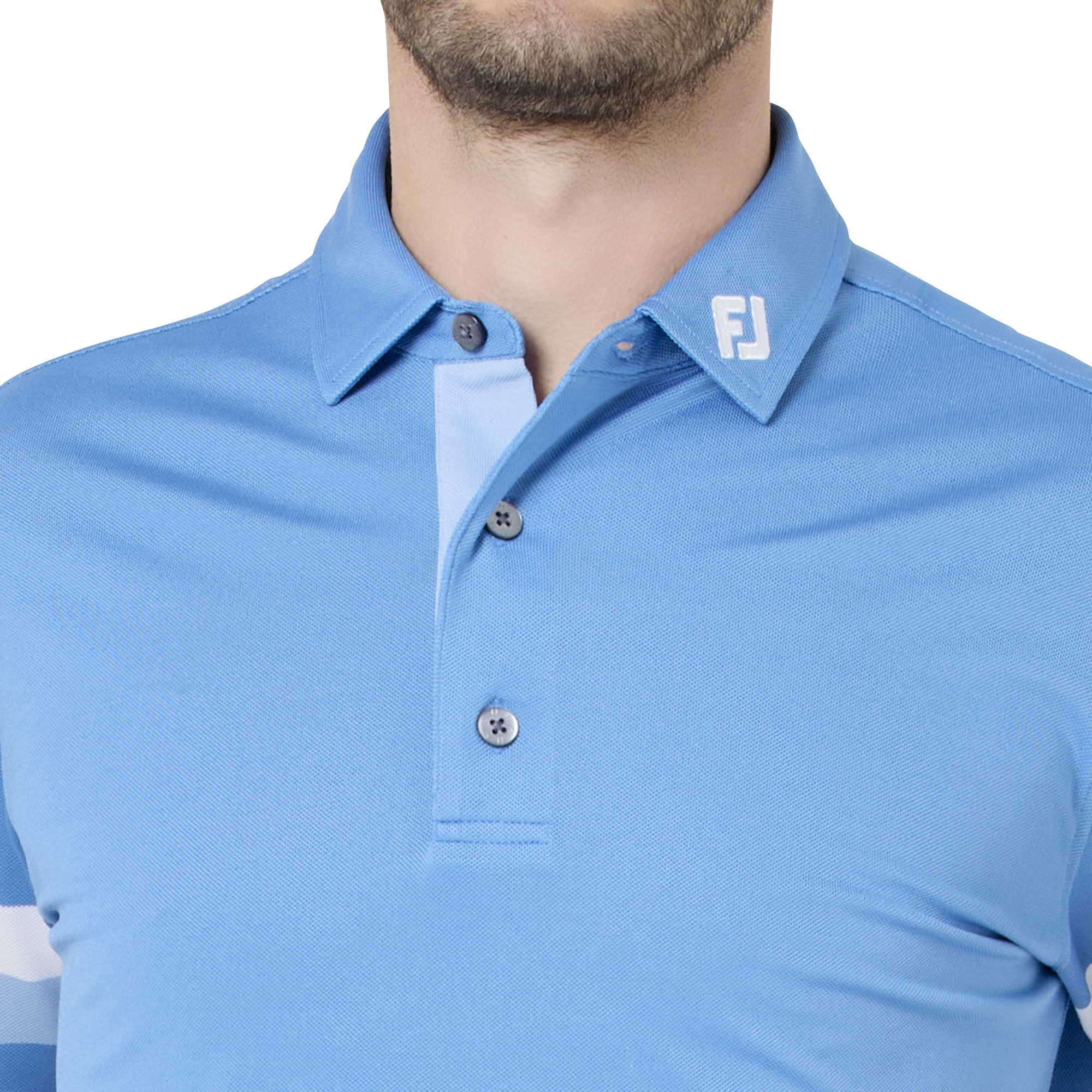 スリーブストライプ ストレッチ鹿の子半袖シャツ