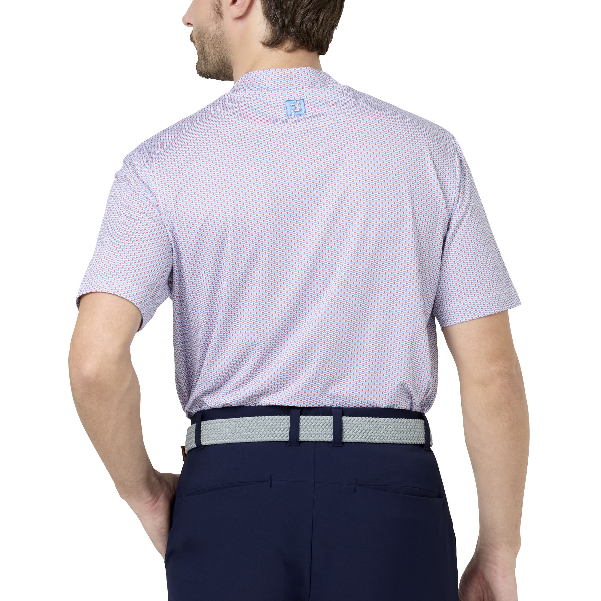 ノーティカルフラッグ ストレッチライル半袖モックネックシャツ