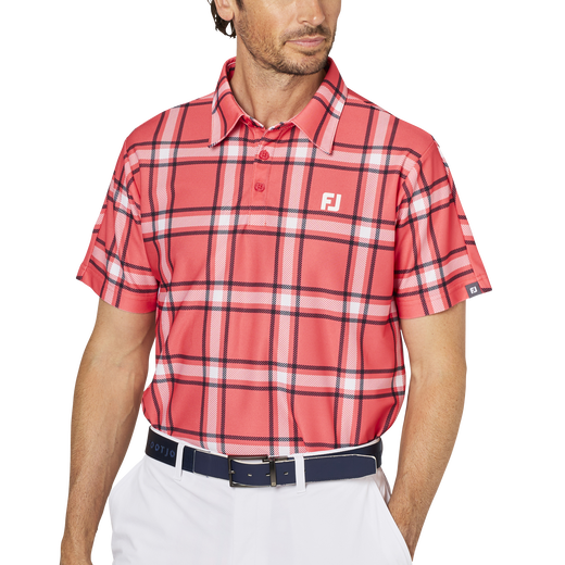 チェックプリント半袖鹿の子シャツ